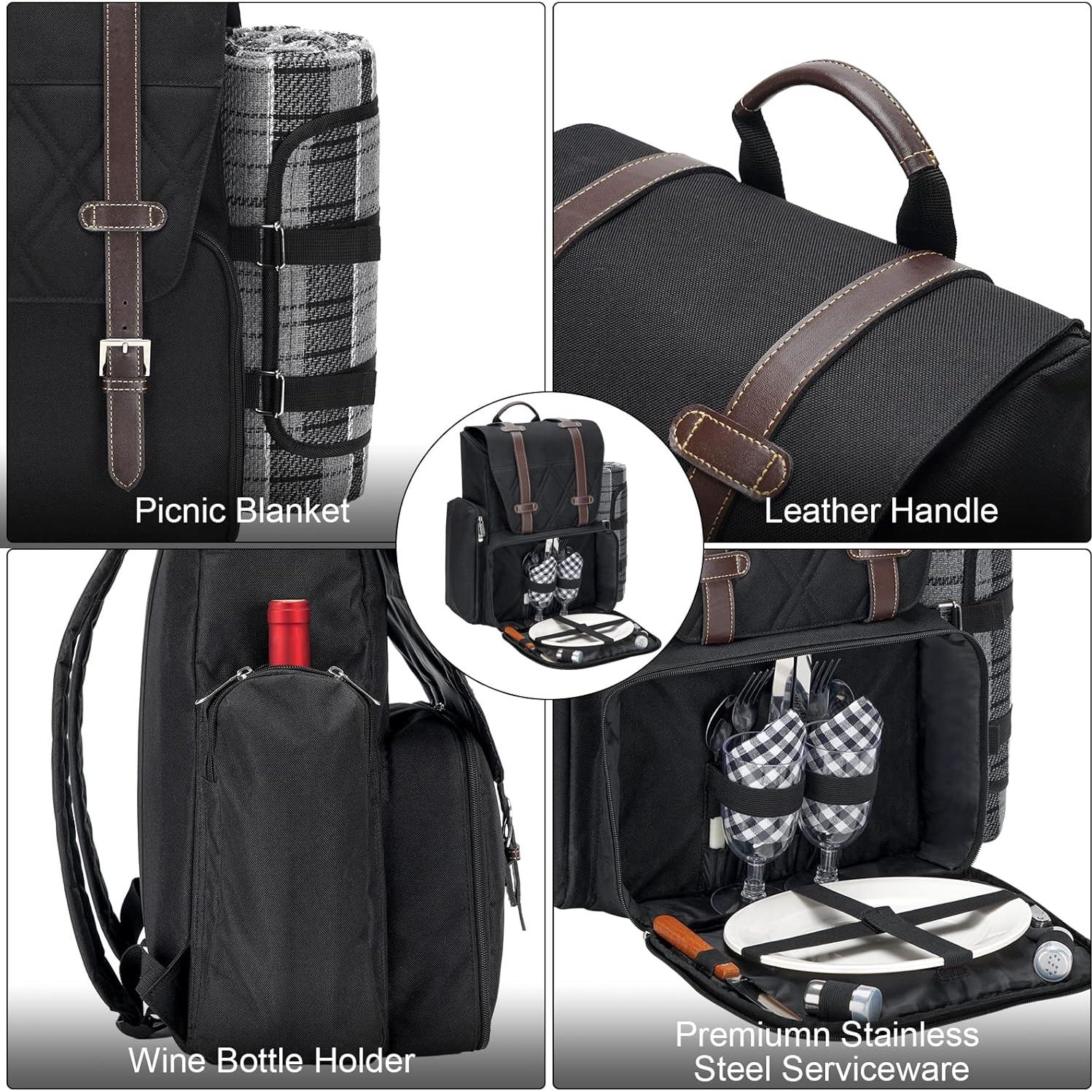 Mochila de Picnic WICKERLAND para 2 Personas con Cooler Aislado