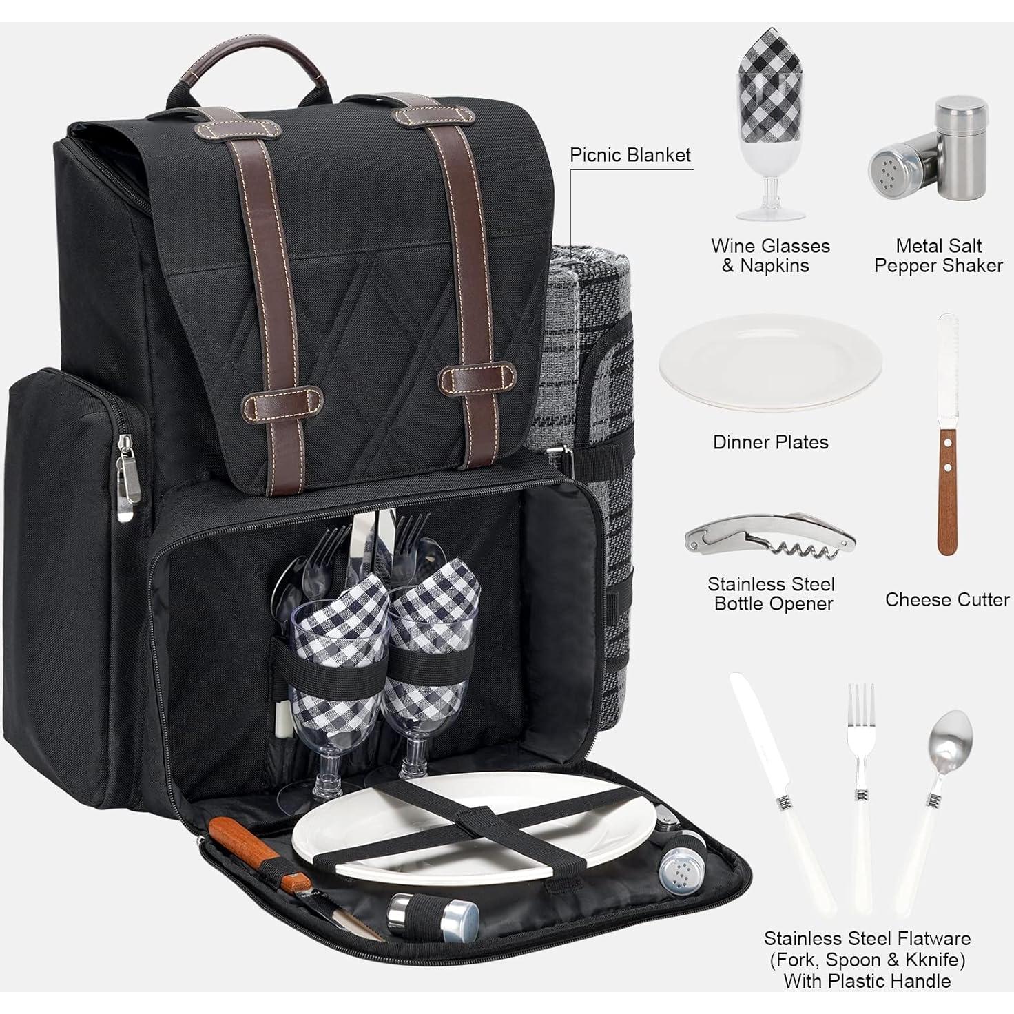 Mochila de Picnic WICKERLAND para 2 Personas con Cooler Aislado