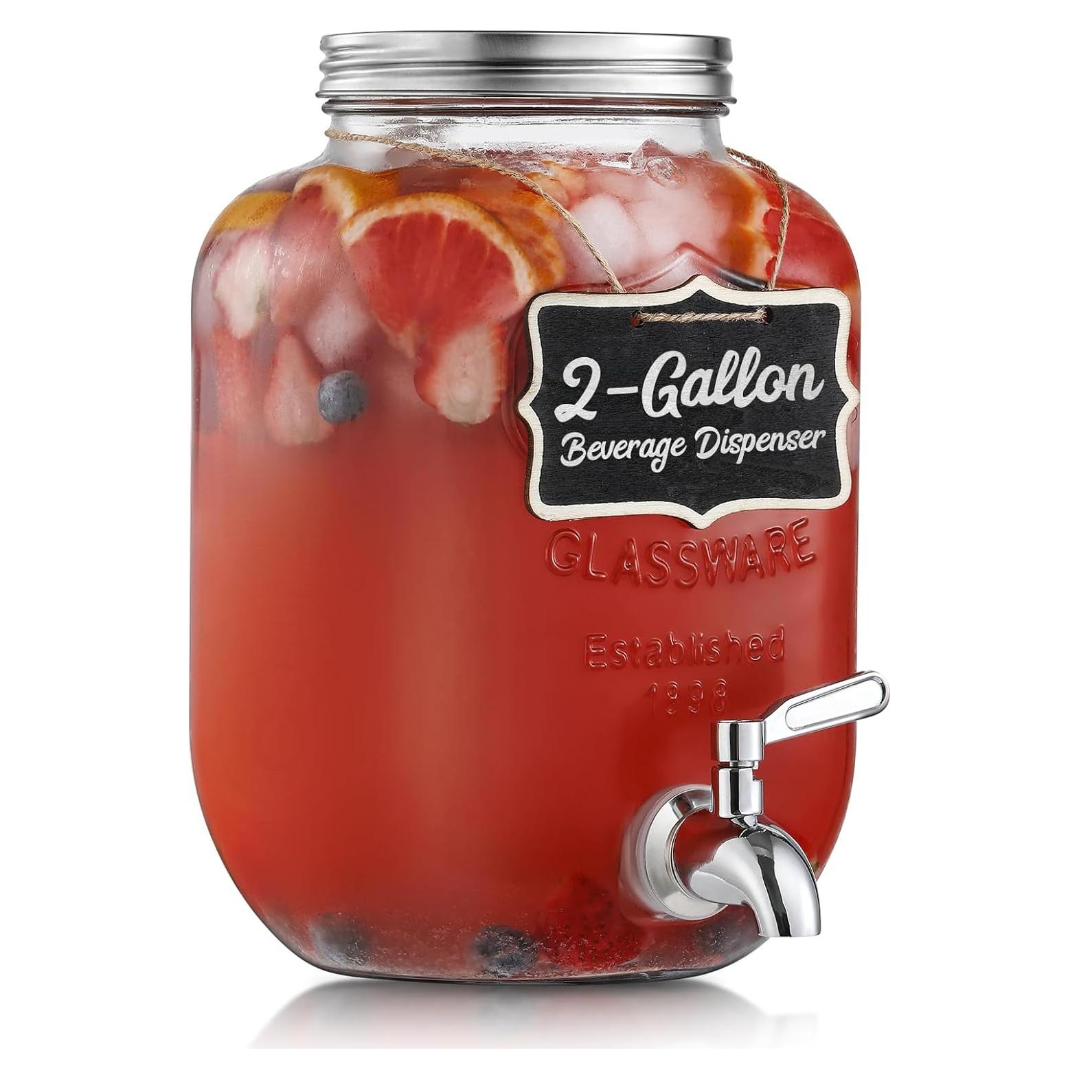 Dispensador de Bebidas de Vidrio NETANY 2 Galones con Grifo Inoxidable