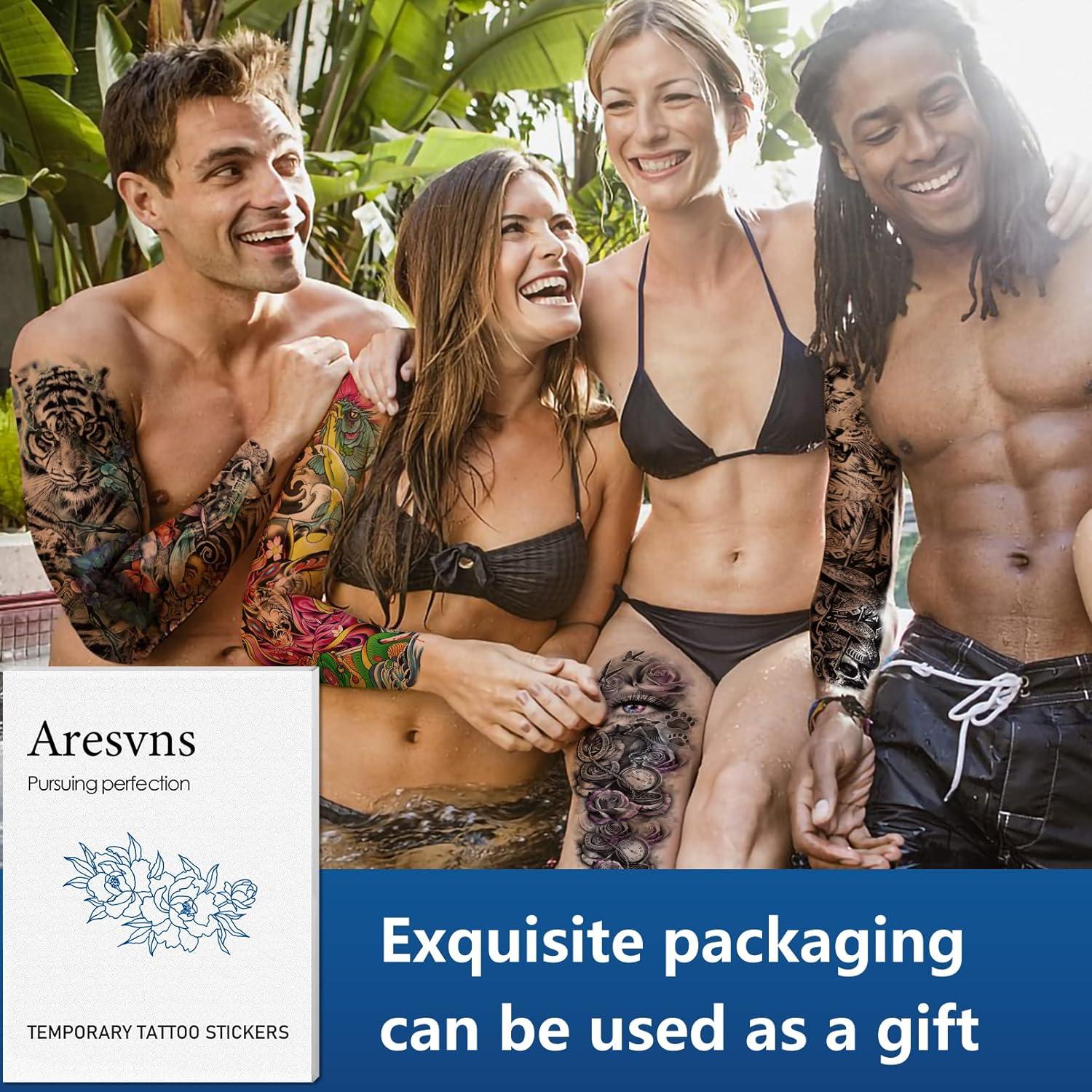 Tatuajes Temporales de Manga Completa Aresvns - 12 Hojas a Prueba de Agua