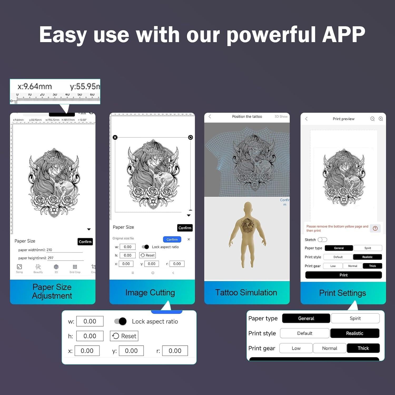 Impresora de Plantillas de Tatuaje Tatouhom Bluetooth 0.592kg