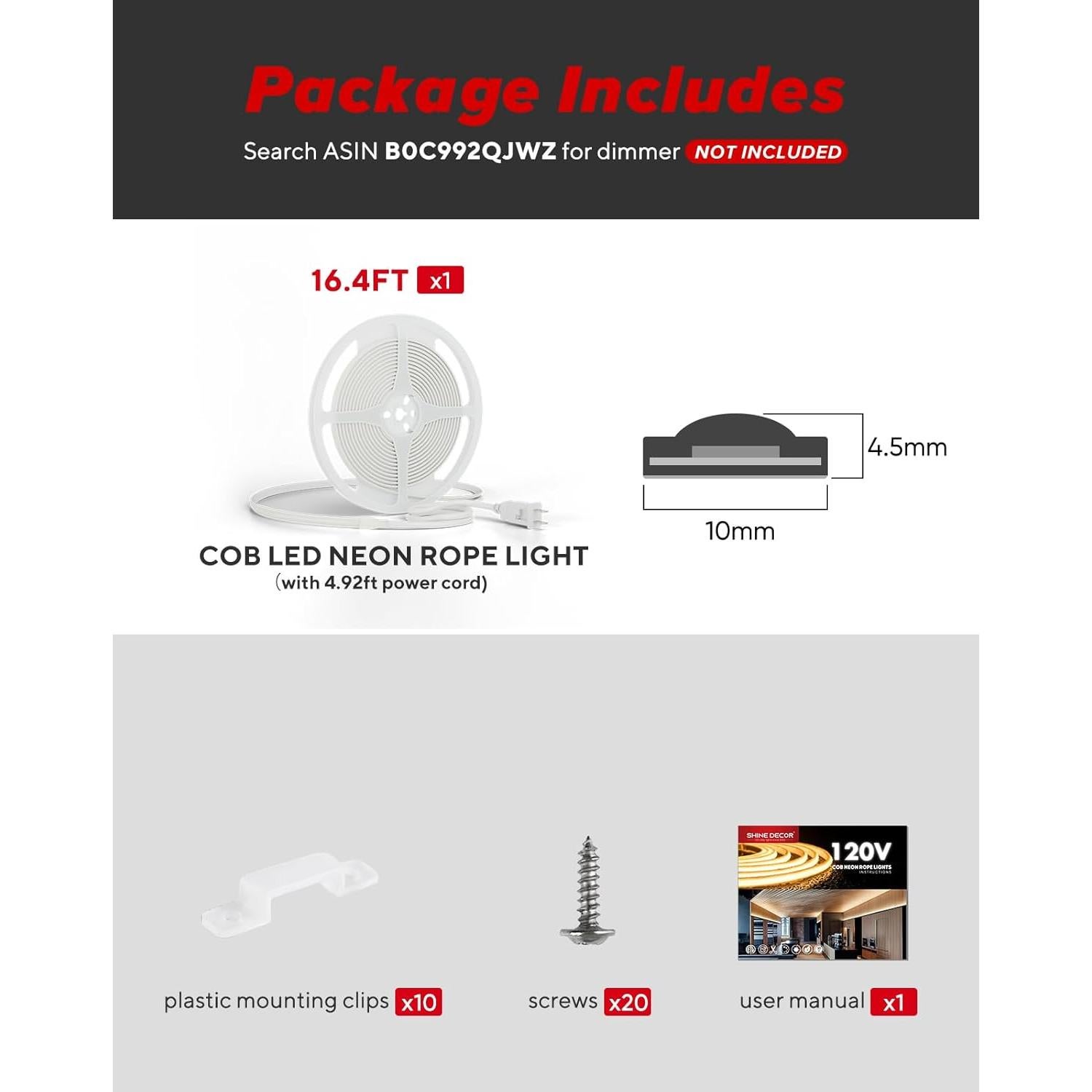 Luz de Cuerda LED COB Shine Decor 5m 800lm IP65 2800K