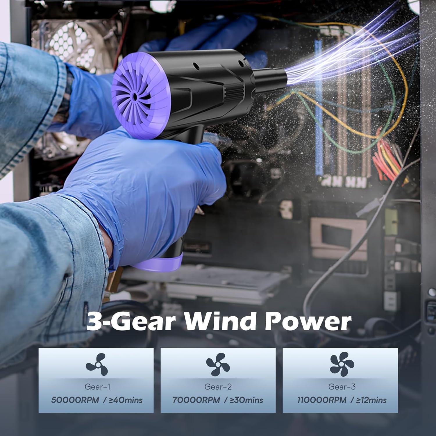 Limpiador de Aire Comprimido Anraye CV15-BP Recargable 110000 RPM