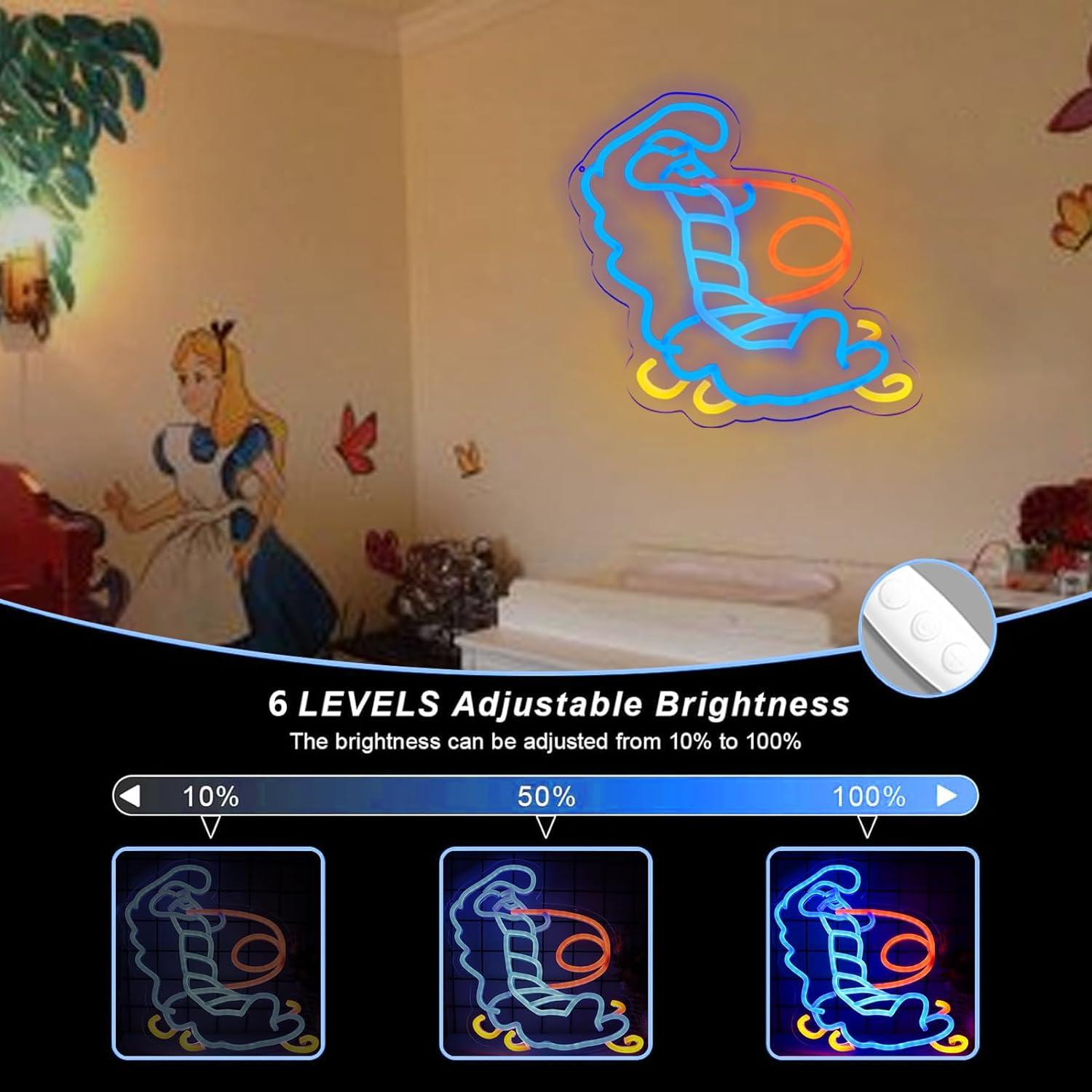 Letrero de Neón LED Oruga Azul Alicia en el País de las Maravillas