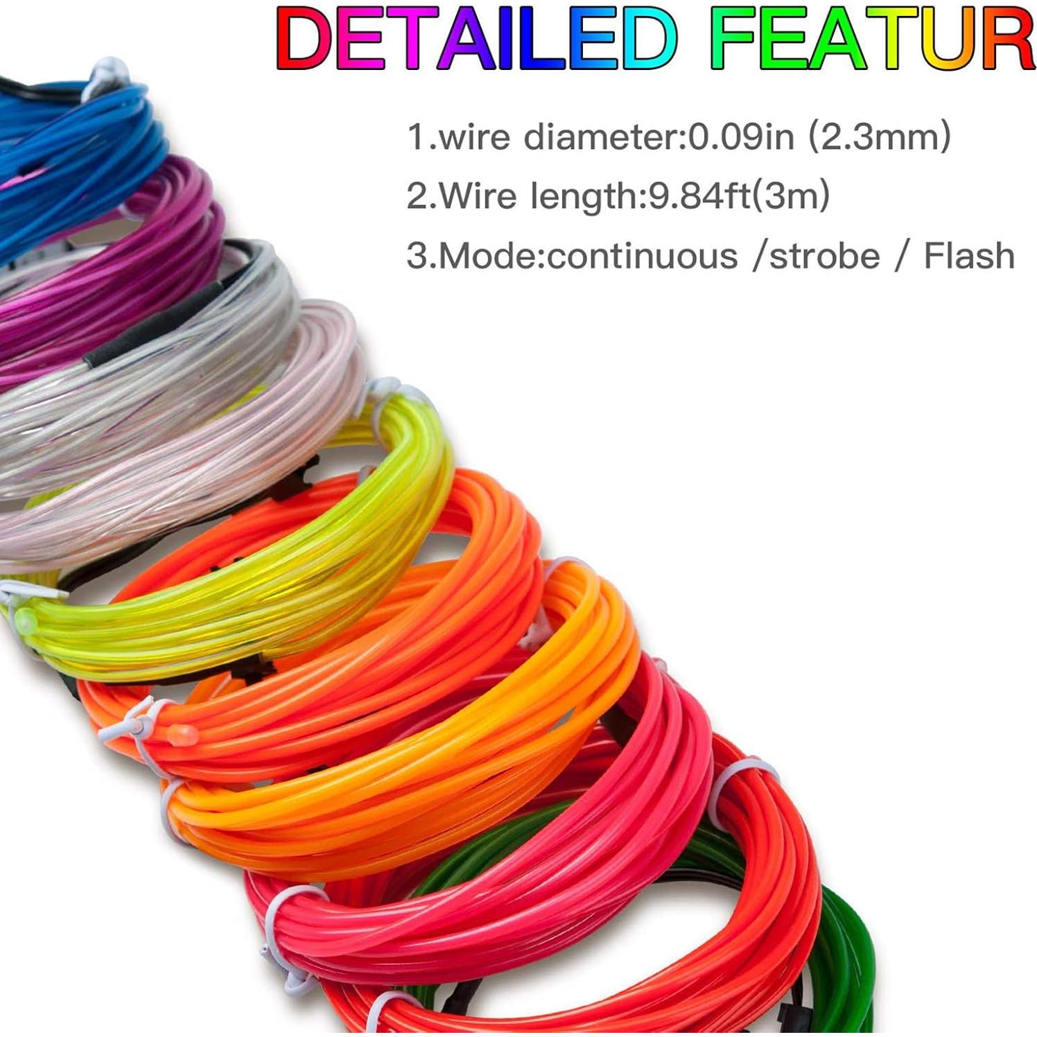 Cable Electroluminiscente Rosa 2.74m Lychee para Decoración