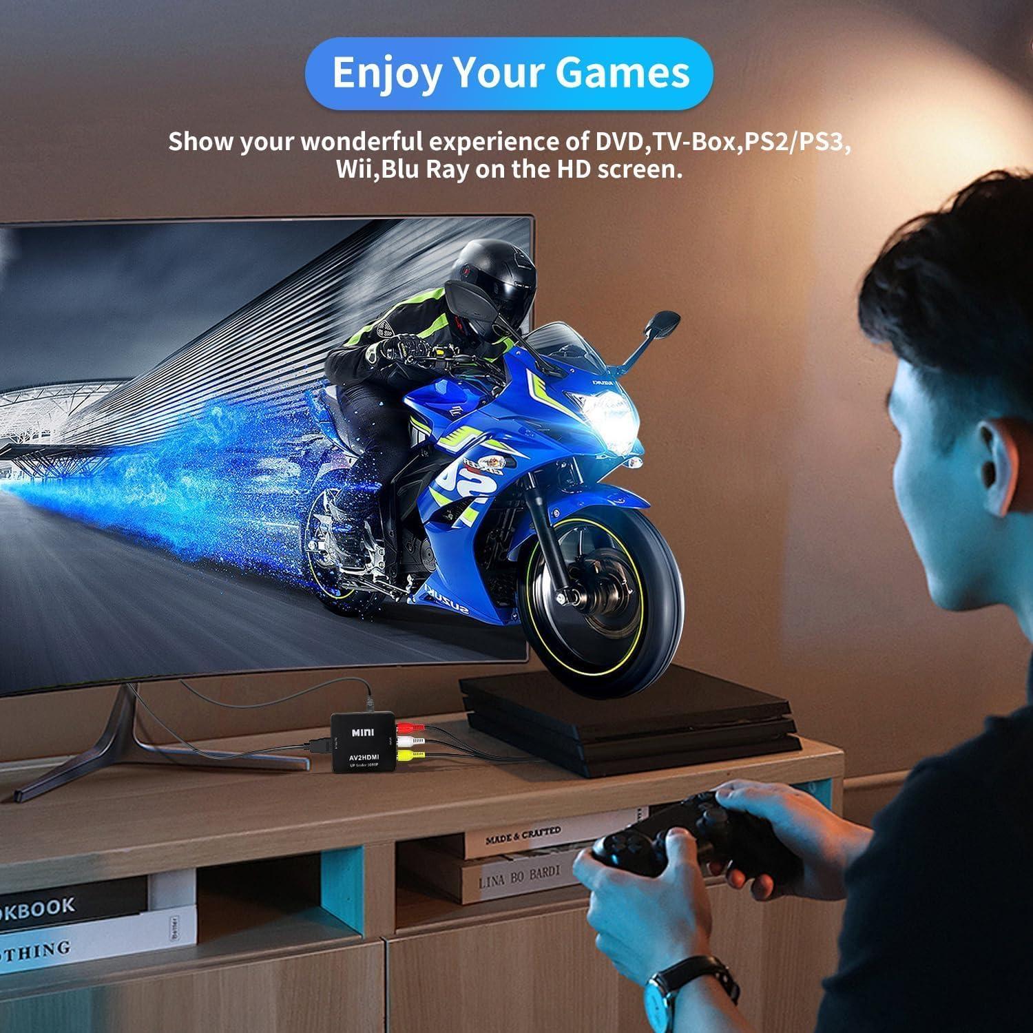 Convertidor RCA a HDMI WTYIXS 1080P con Cable USB