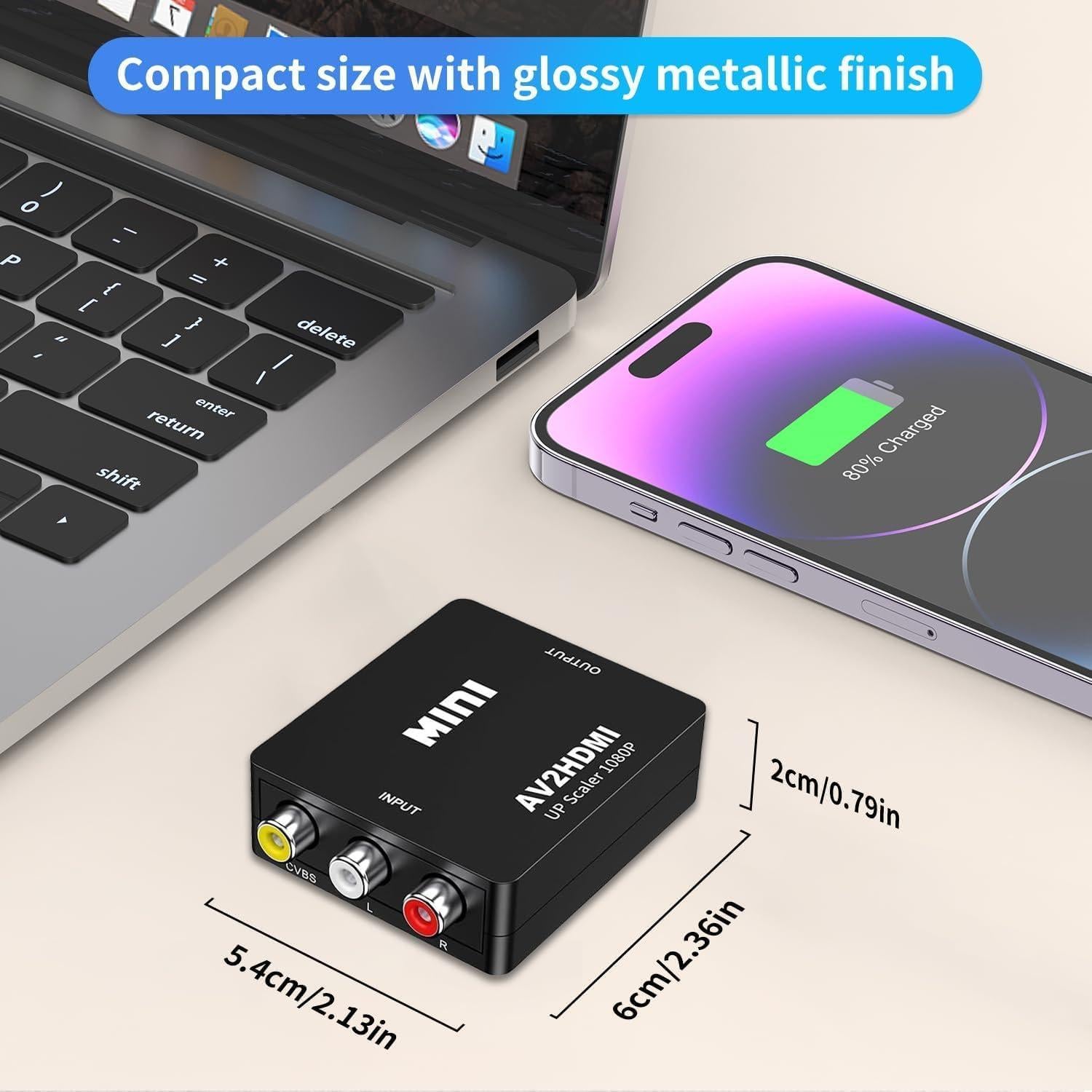 Convertidor RCA a HDMI WTYIXS 1080P con Cable USB