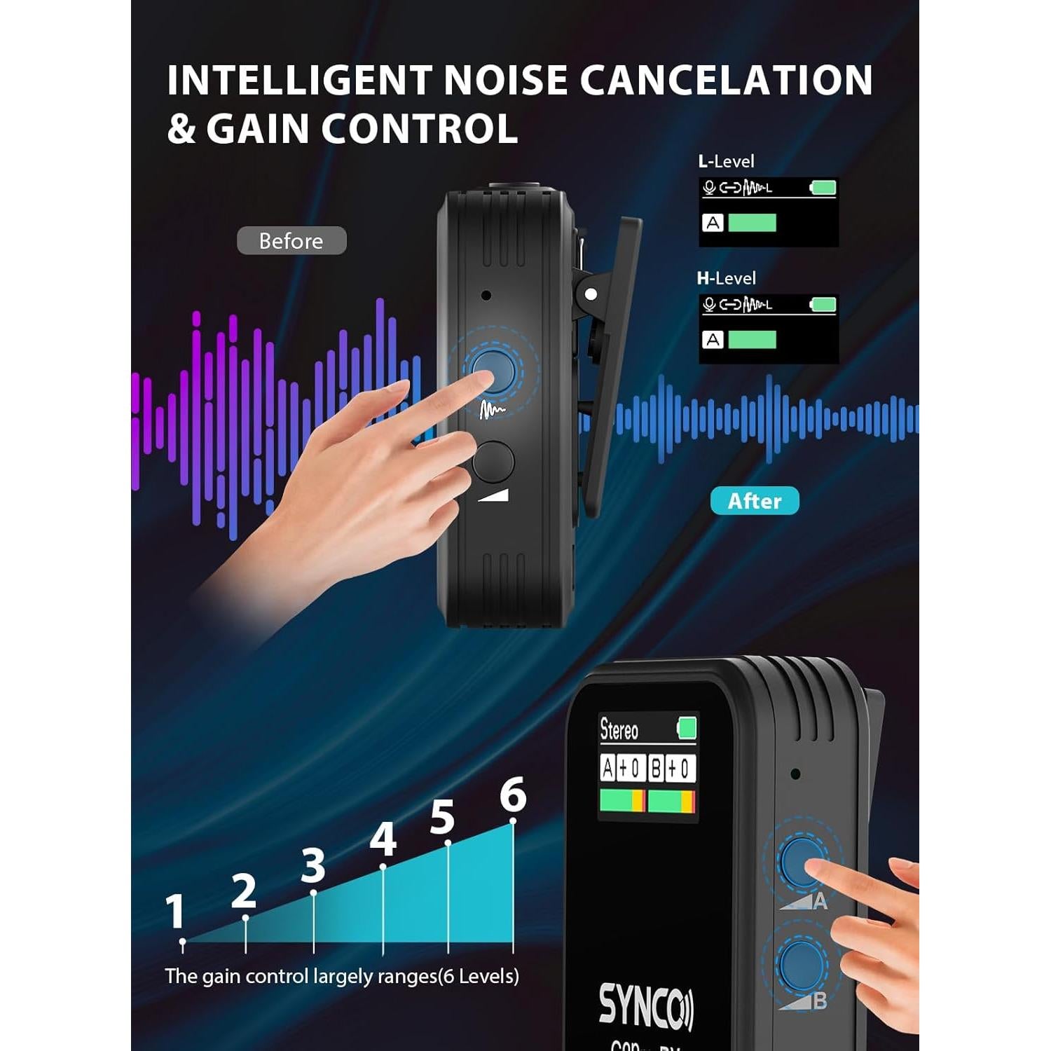 Micrófono Lavalier Inalámbrico SYNCO G2(A2) PRO Doble Canal