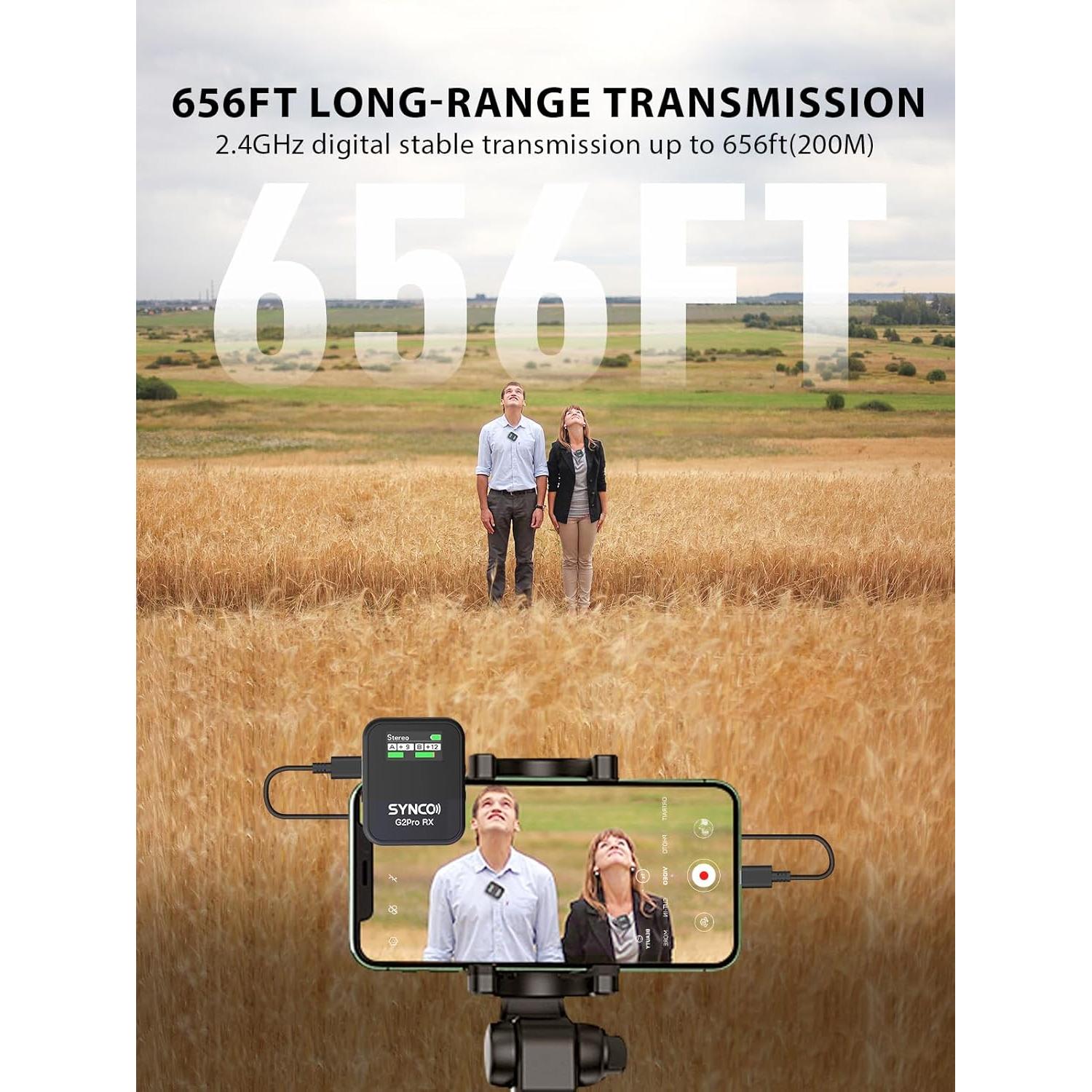 Micrófono Lavalier Inalámbrico SYNCO G2(A2) PRO Doble Canal