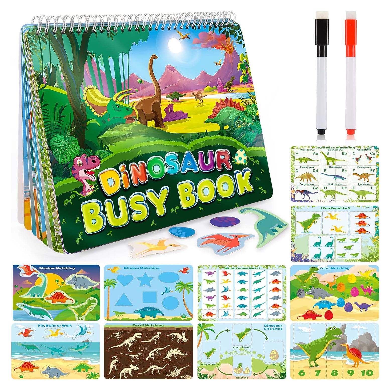 Libro Ocupado Educativo Dinosaurios MDINGTD para Niños 3-5 Años