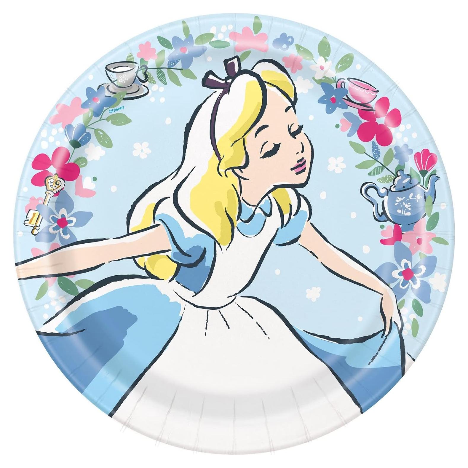 Platos de Papel Redondos Disney Alicia 23 cm - Paquete de 8