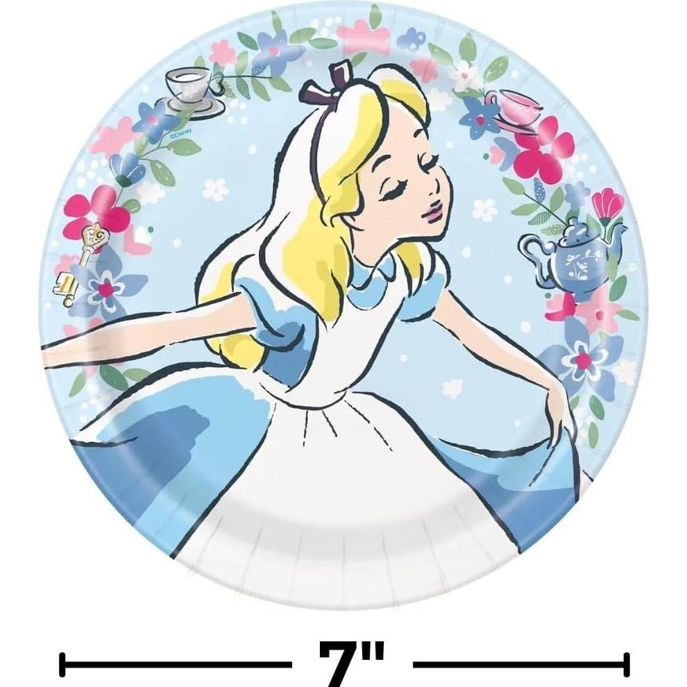 Platos de Papel Redondos Disney Alicia 23 cm - Paquete de 8