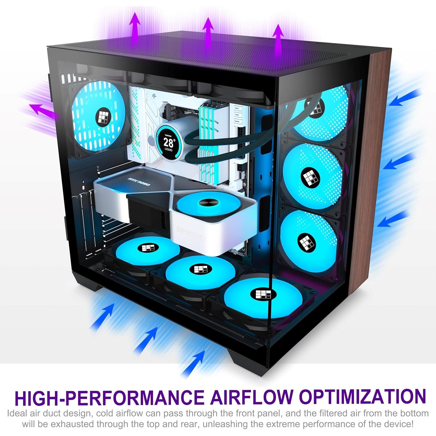 Caja de PC FOIFKIN M9 ATX Mid-Tower con 3 Ventiladores ARGB