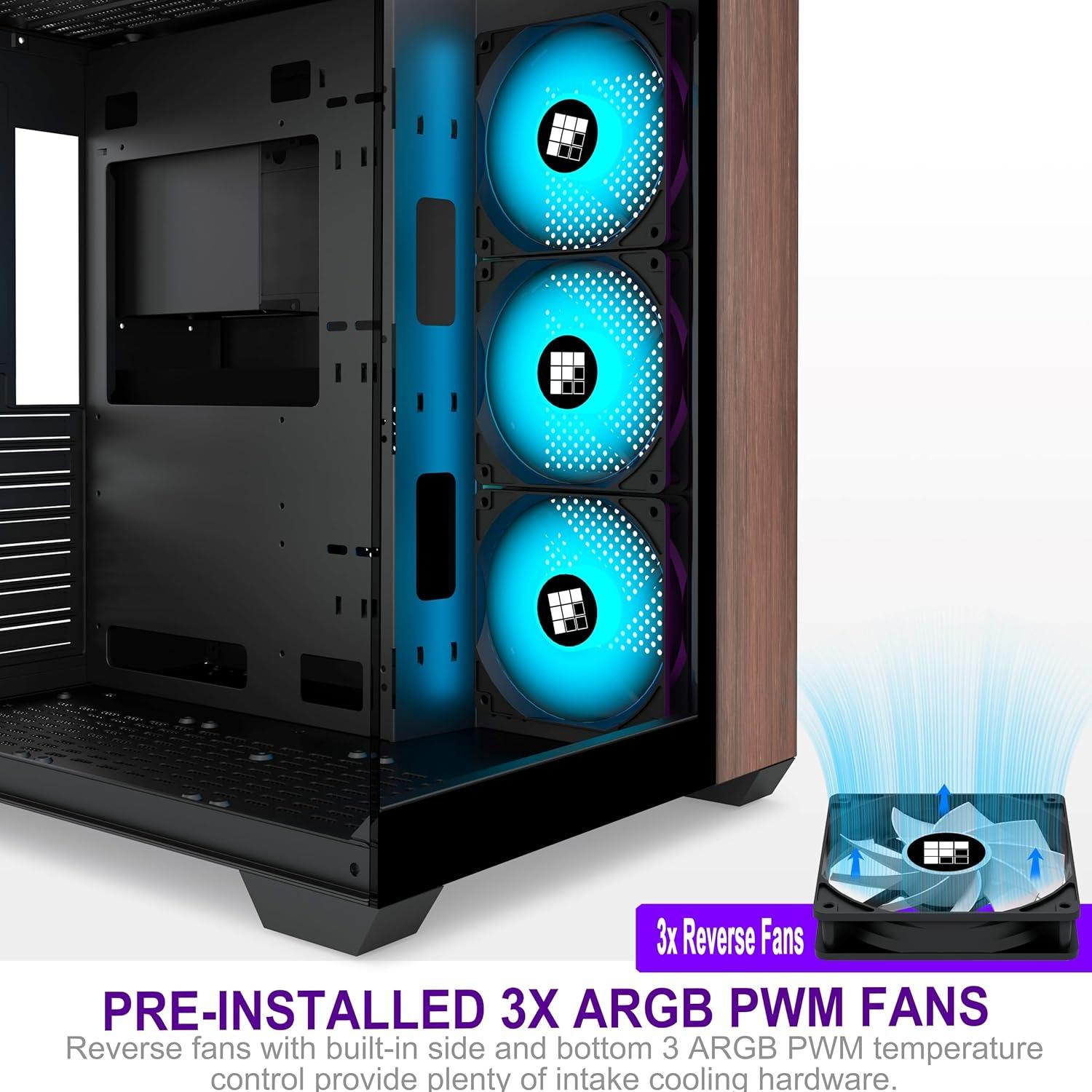 Caja de PC FOIFKIN M9 ATX Mid-Tower con 3 Ventiladores ARGB