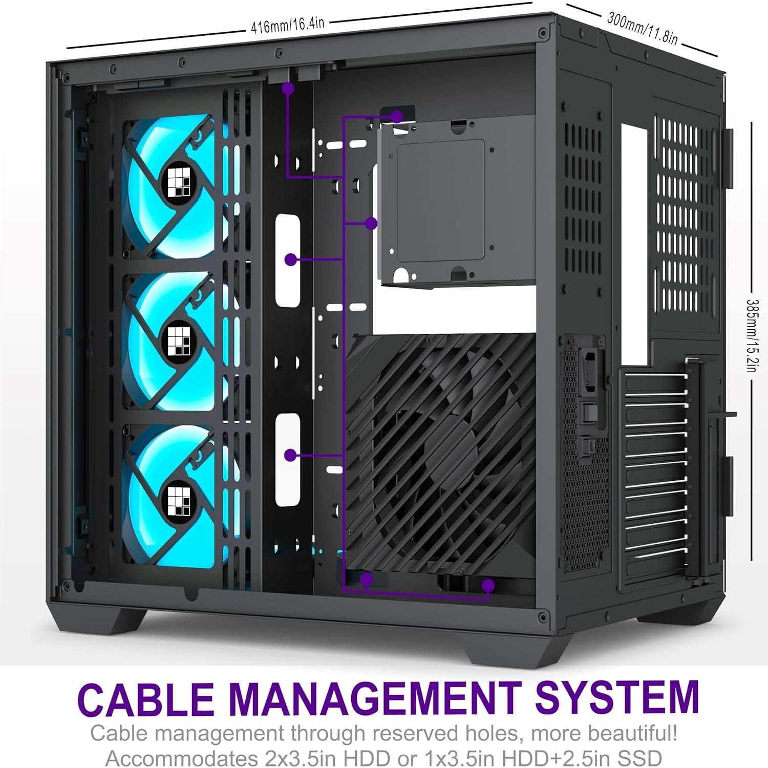 Caja de PC FOIFKIN M9 ATX Mid-Tower con 3 Ventiladores ARGB