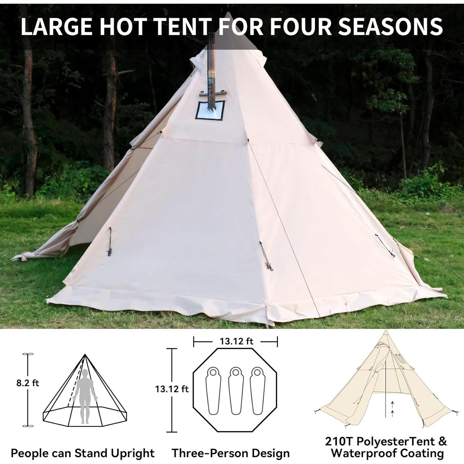 Tienda Caliente Zoring Tipi 4 Estaciones 3-4 Personas 2.5m