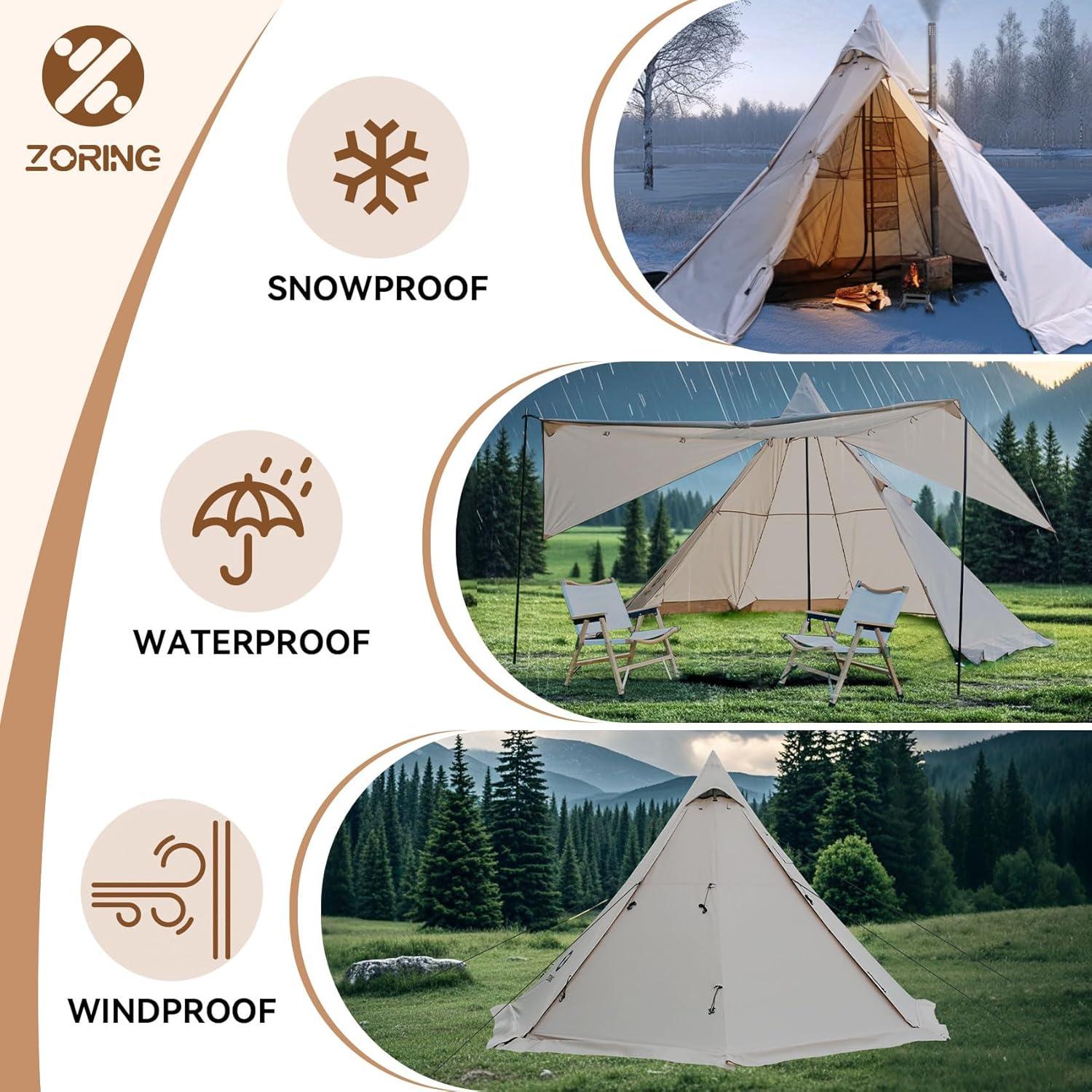 Tienda Caliente Zoring Tipi 4 Estaciones 3-4 Personas 2.5m