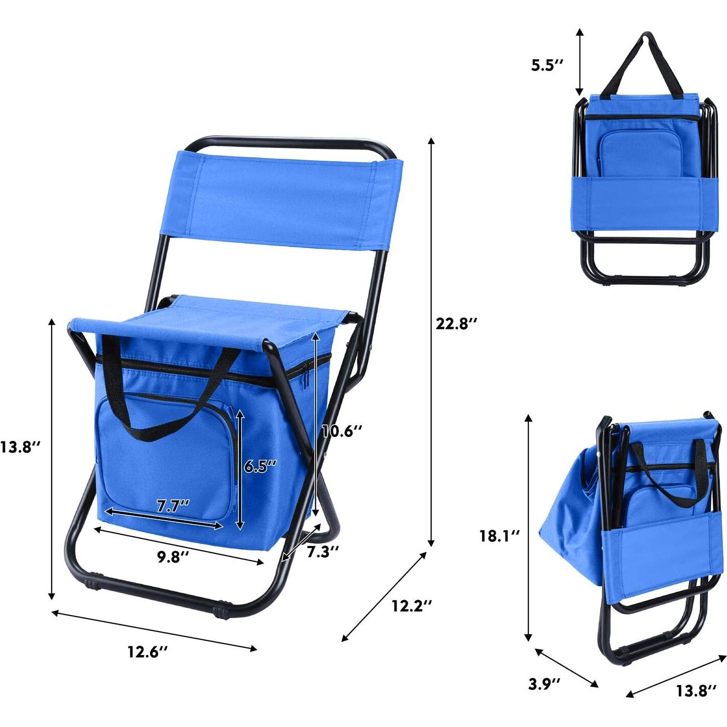 Silla de Pesca Plegable LEADALLWAY con Bolsa Térmica Azul