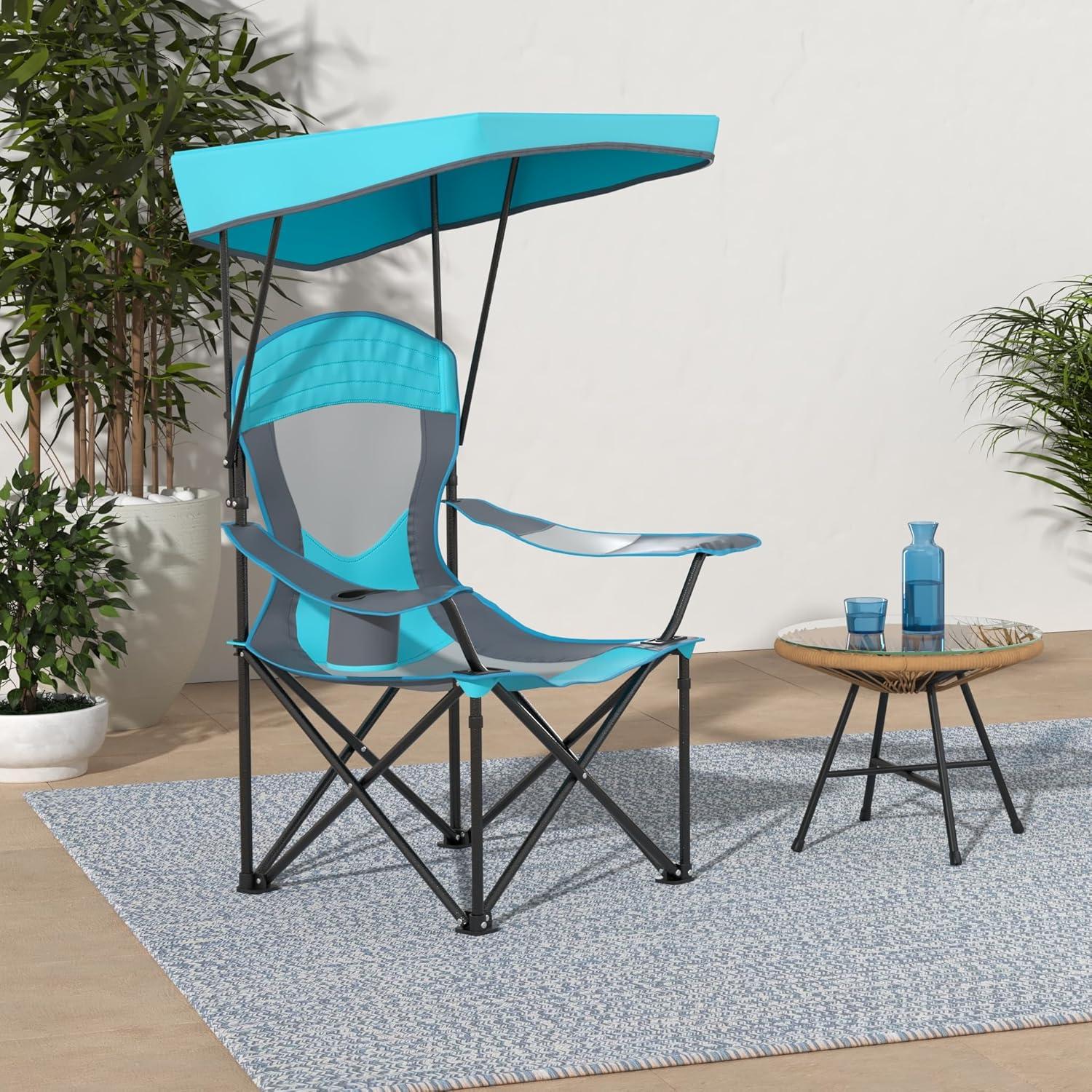 Silla de Lounge Plegable ALPHA CAMP con Toldo Rojo 135 cm