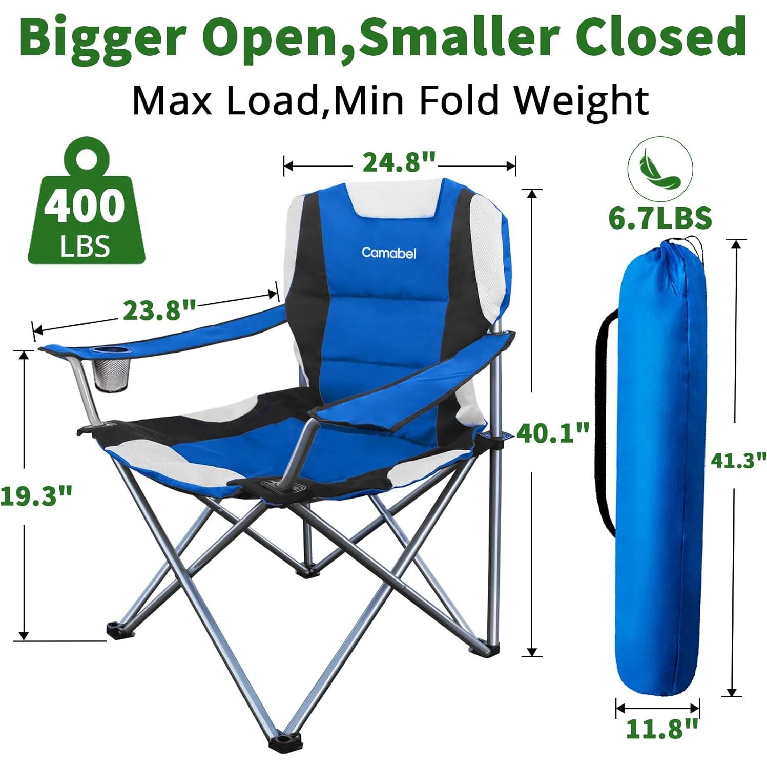 Silla de Camping Plegable Camabel Oxford Azul 400 lbs