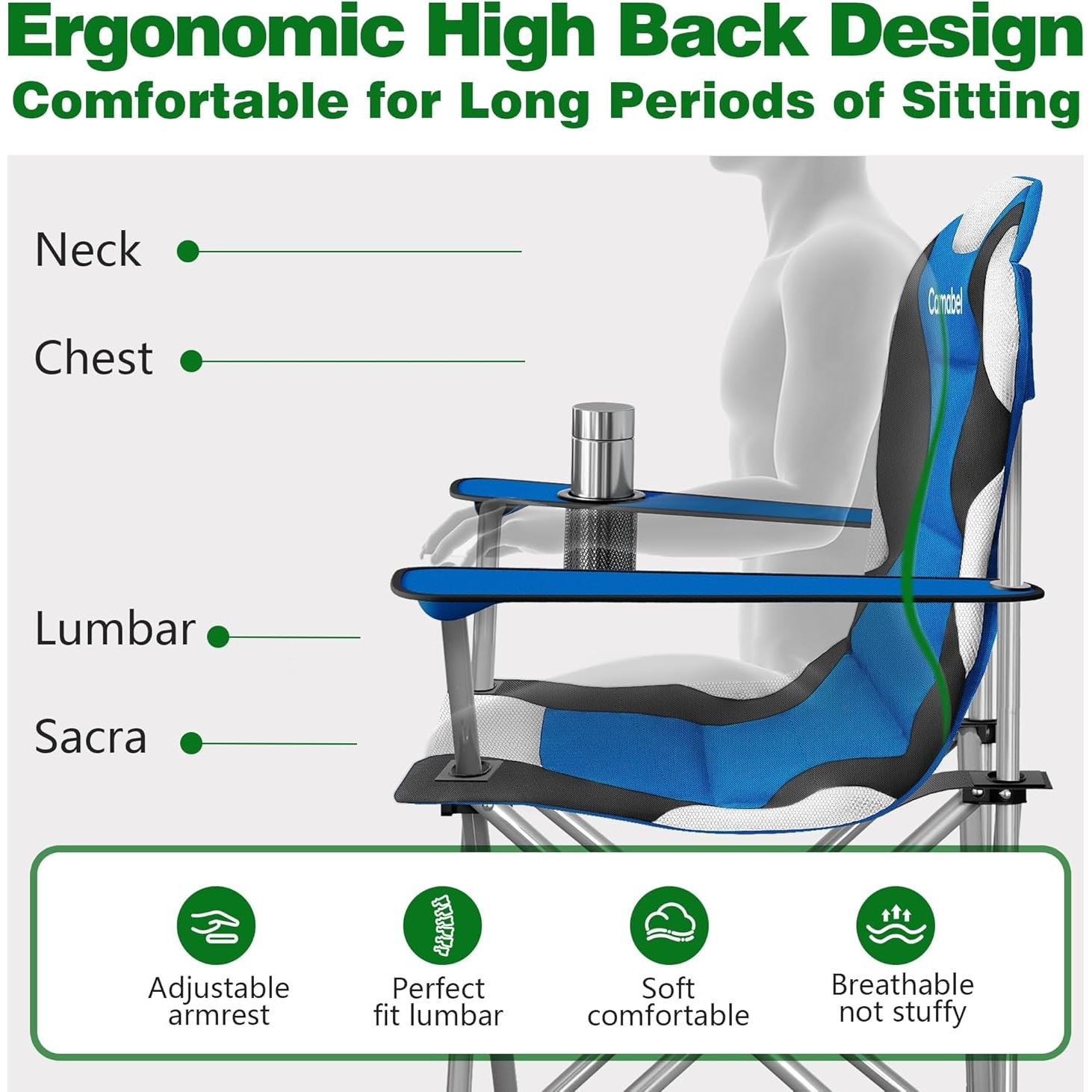 Silla de Camping Plegable Camabel Oxford Azul 400 lbs