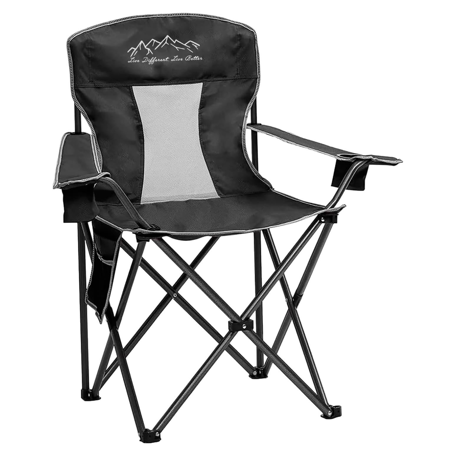 Silla de Camping Plegable SAILARY Negra 147 kg con Portavasos