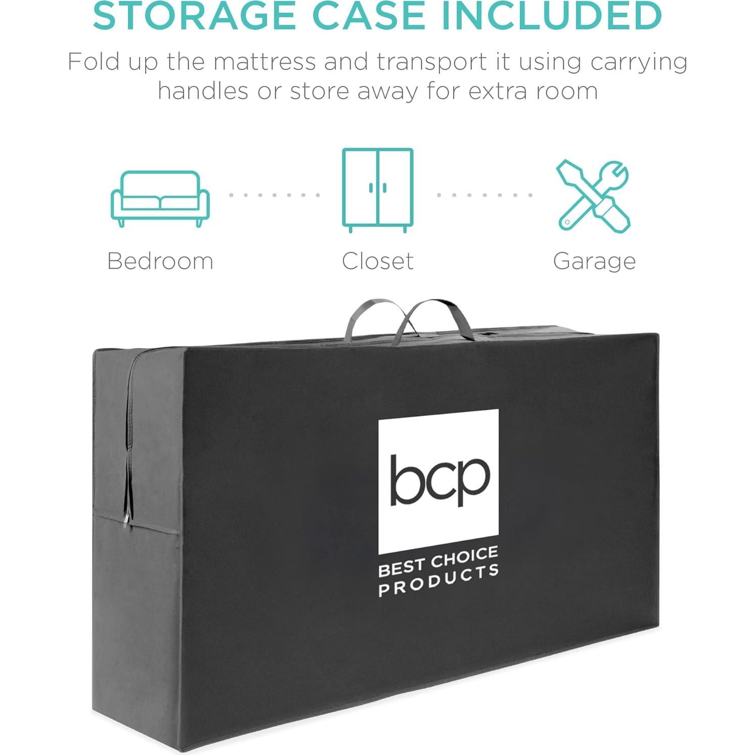 Colchón Plegable Portátil 10 cm Twin XL - Espuma Suave Gris