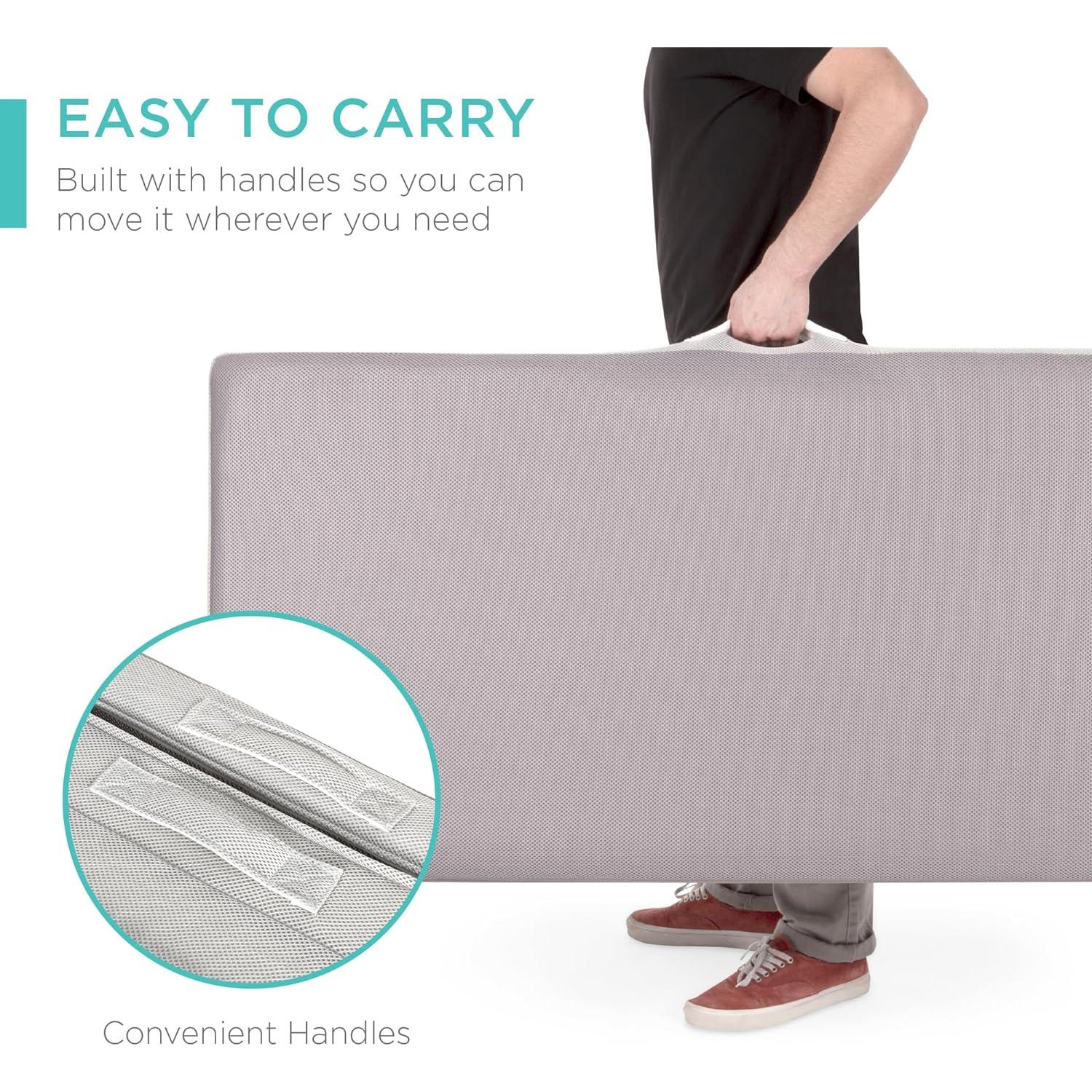 Colchón Plegable Portátil 10 cm Twin XL - Espuma Suave Gris