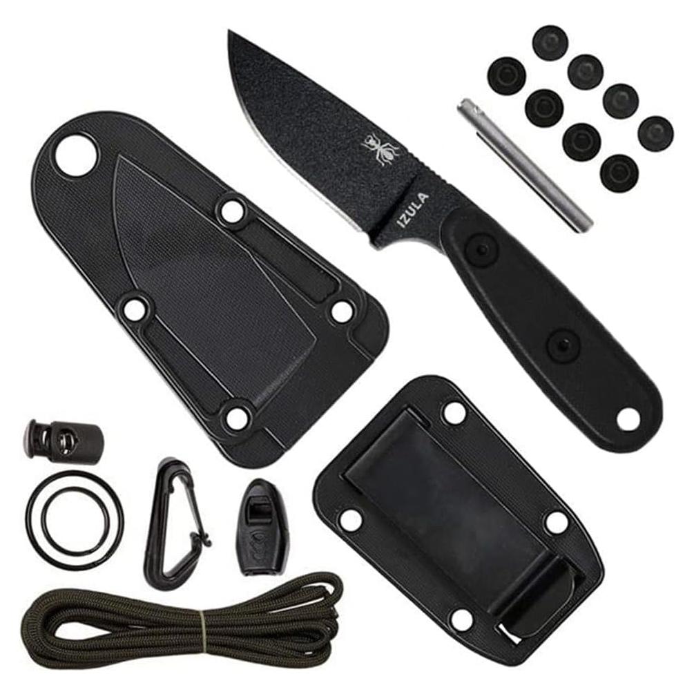 Cuchillo ESEE Izula Fijo con Funda y Kit de Supervivencia Negro