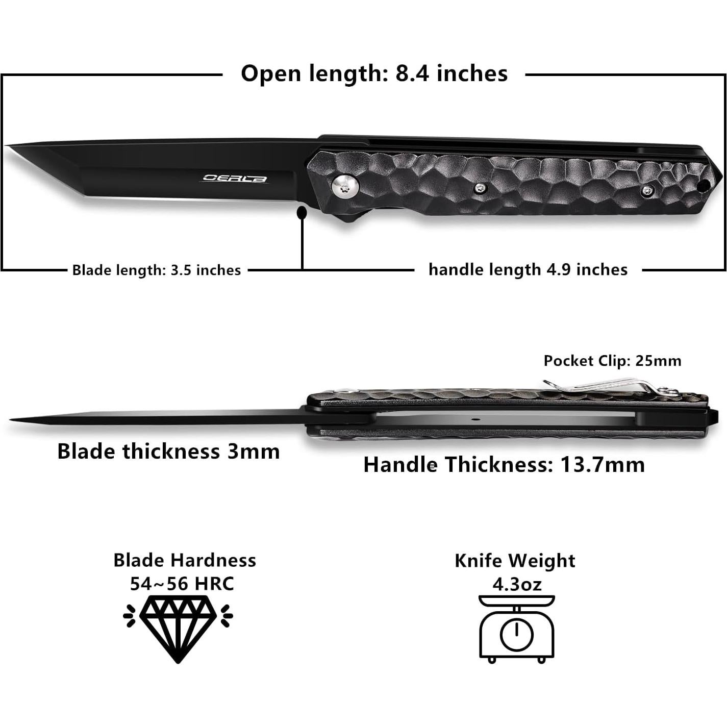 Cuchillo Plegable OERLA OL-006B Tanto Aluminio EDC 213mm