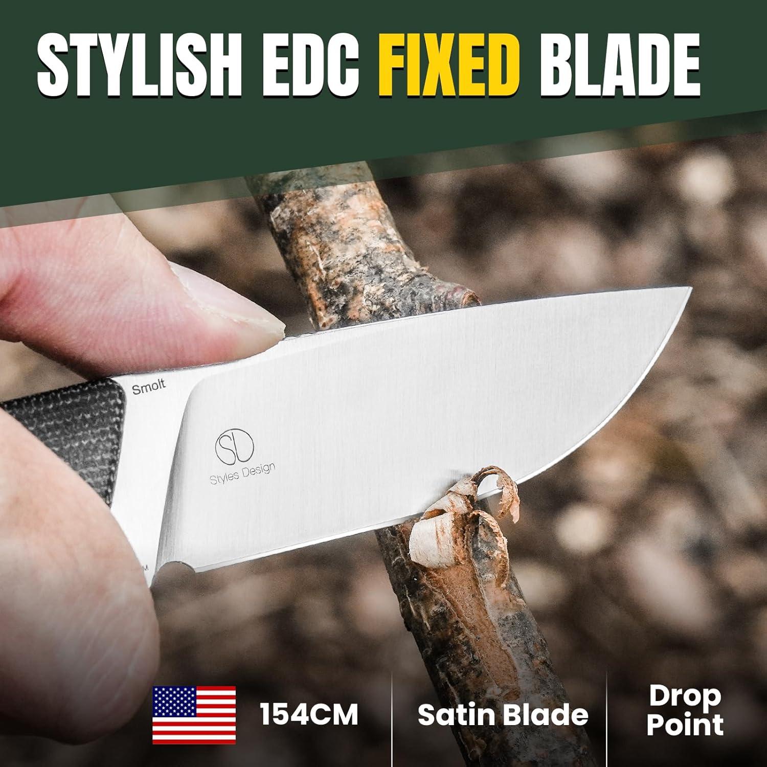 Cuchillo de hoja fija Kizer Smolt 7.44 cm acero 154CM Micarta