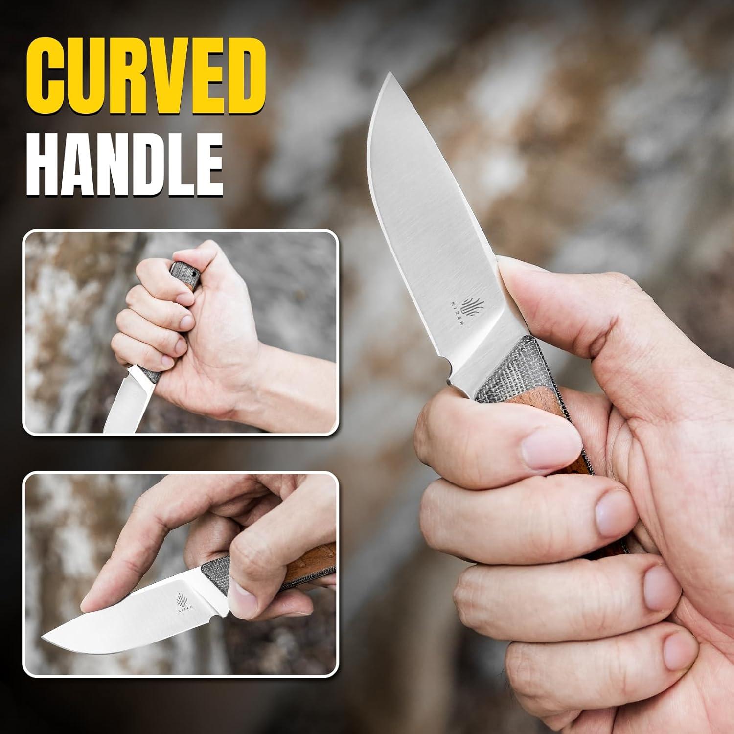 Cuchillo de hoja fija Kizer Smolt 7.44 cm acero 154CM Micarta