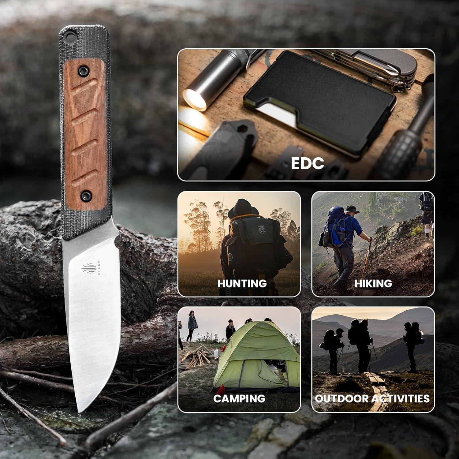 Cuchillo de hoja fija Kizer Smolt 7.44 cm acero 154CM Micarta