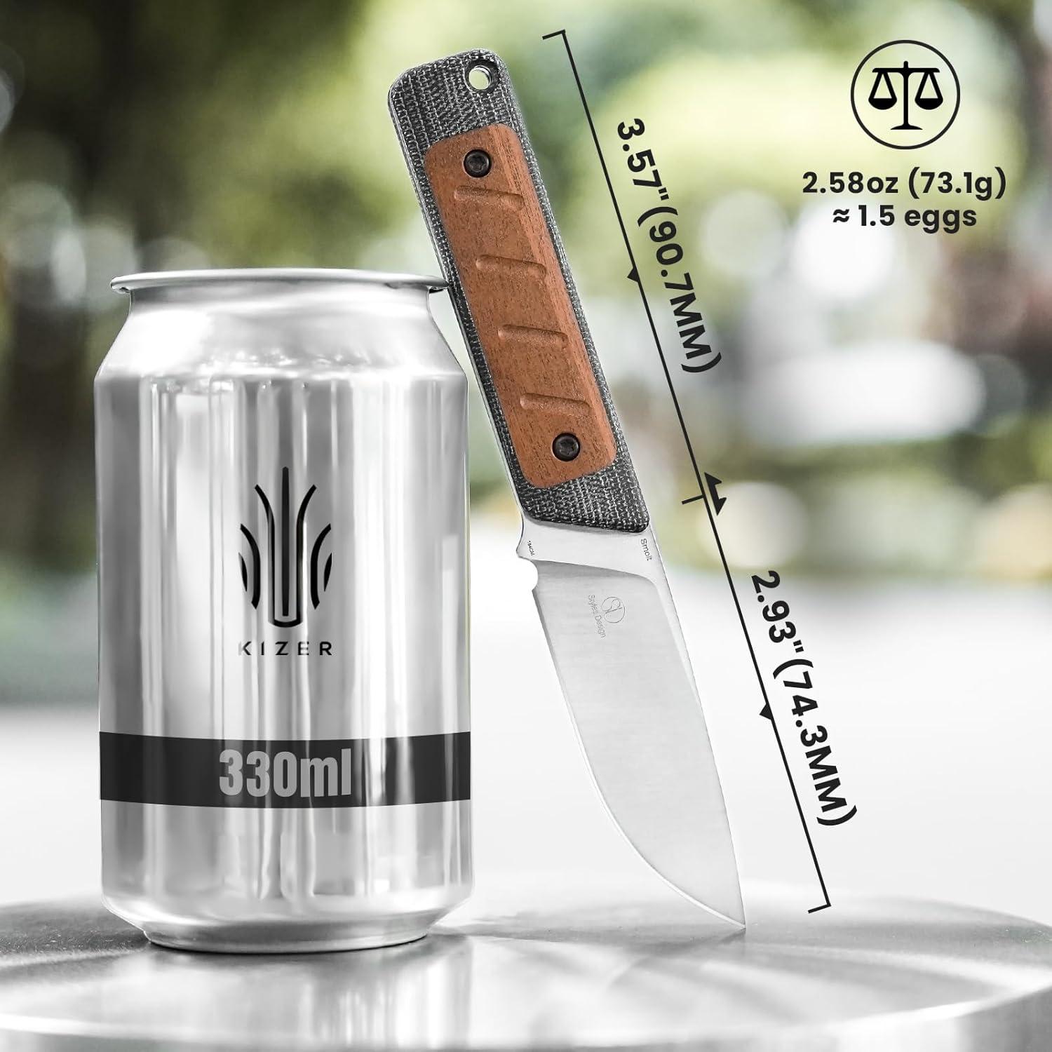 Cuchillo de hoja fija Kizer Smolt 7.44 cm acero 154CM Micarta