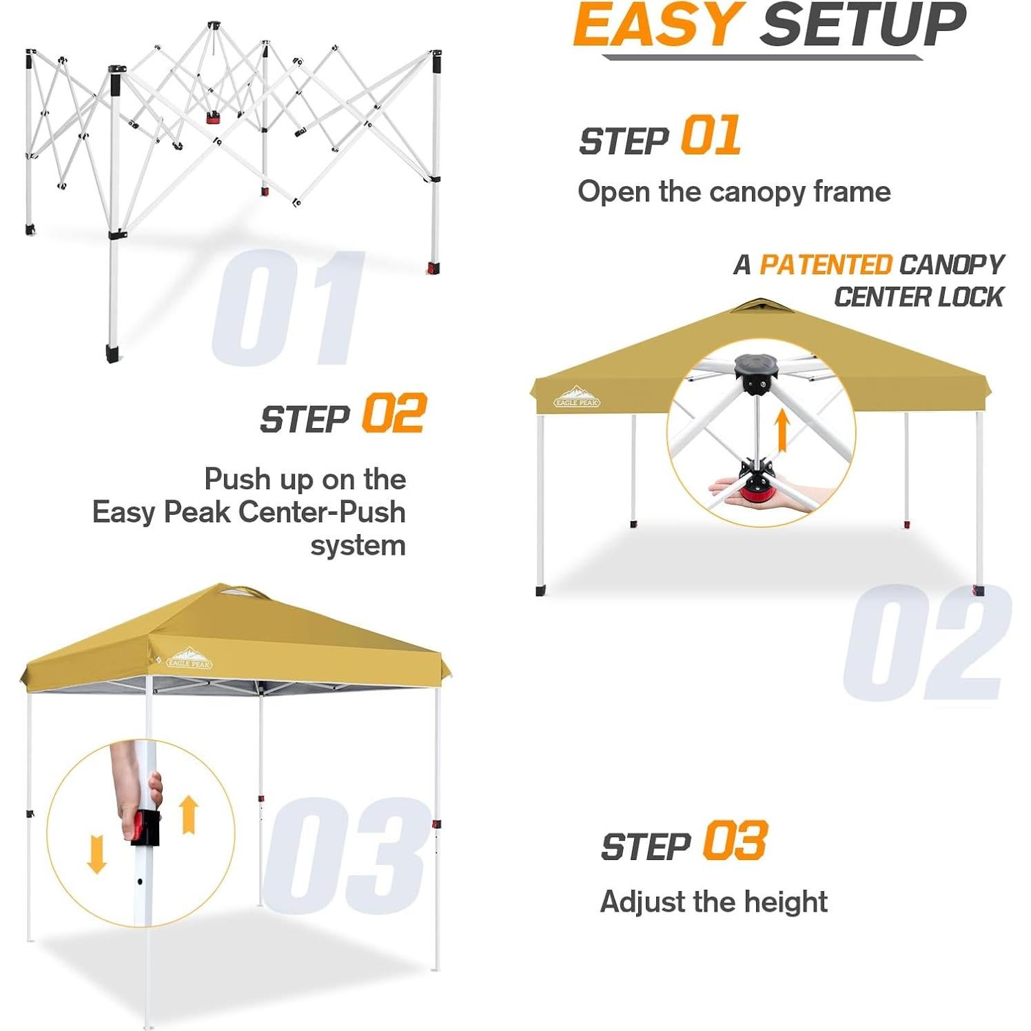 Tienda Canopy Pop Up EAGLE PEAK 2x2 m Beige con Ruedas