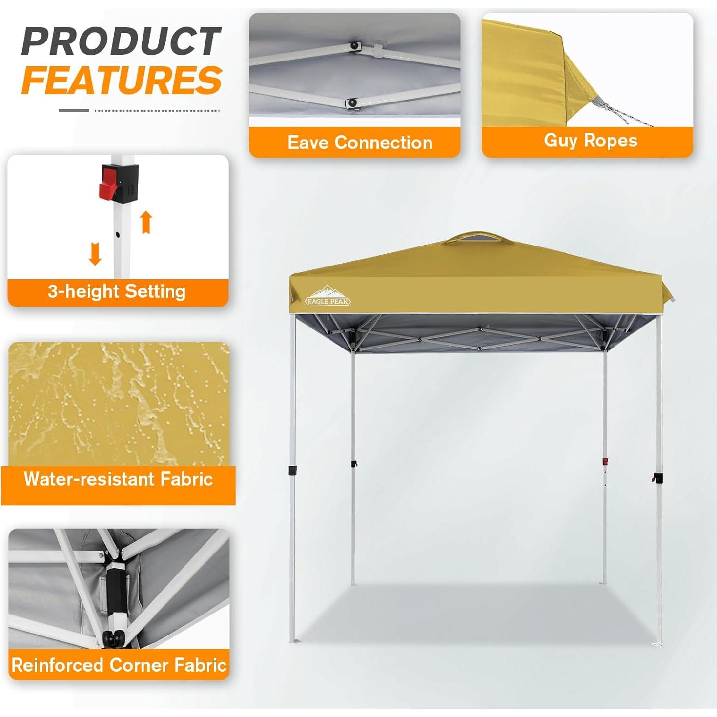 Tienda Canopy Pop Up EAGLE PEAK 2x2 m Beige con Ruedas