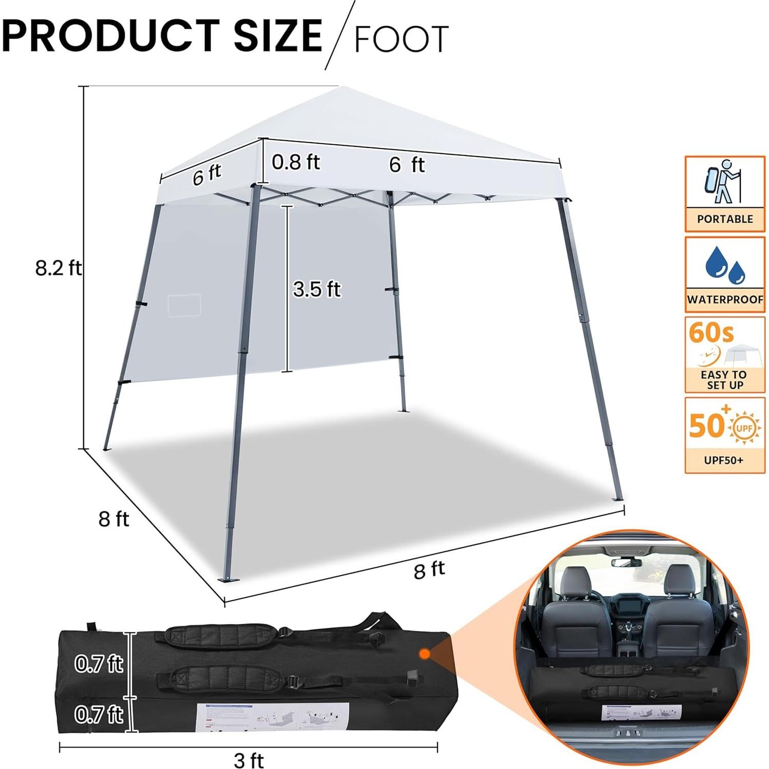 Carpa Plegable Pop Up Yaheetech 2.44x2.44m Blanca con Mochila