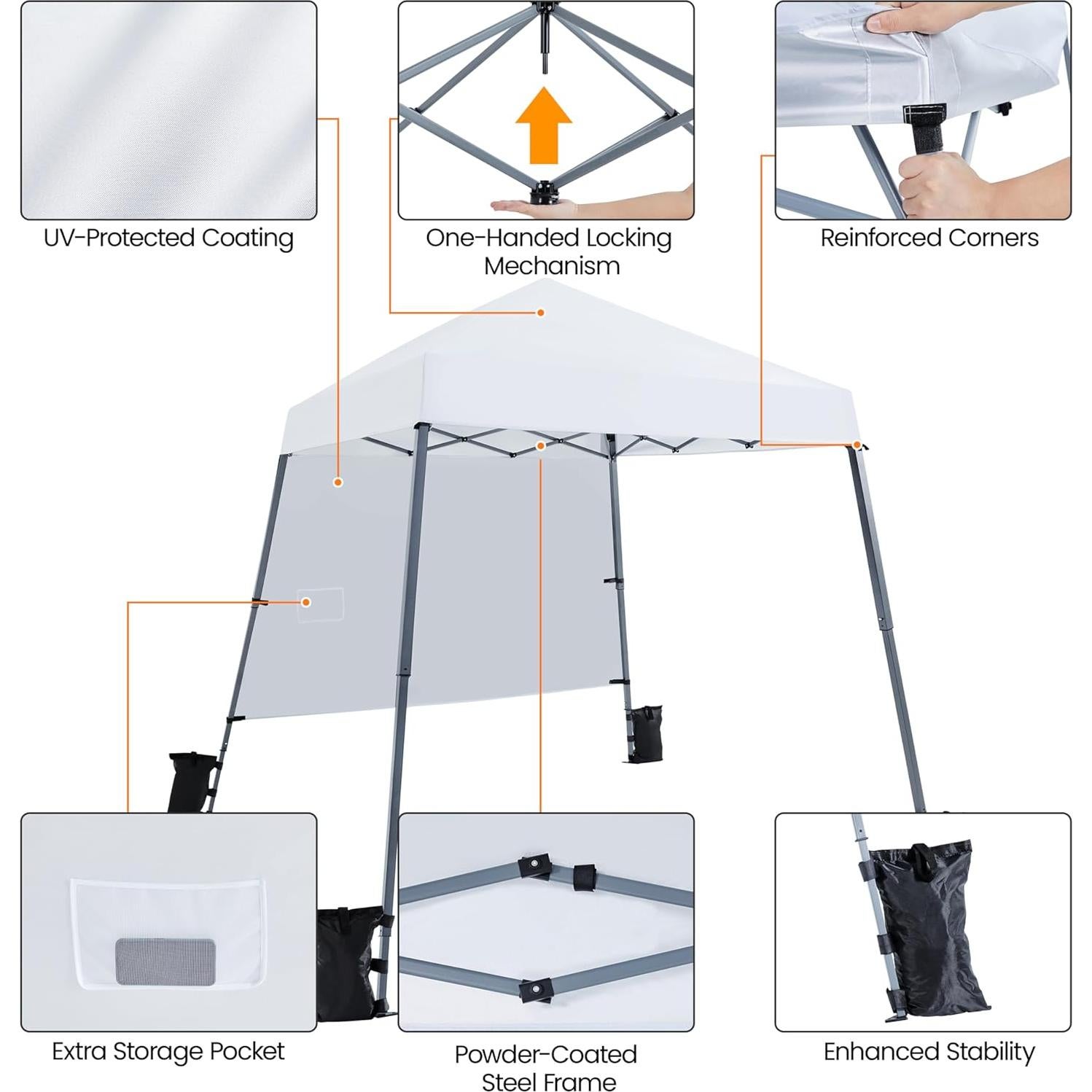 Carpa Plegable Pop Up Yaheetech 2.44x2.44m Blanca con Mochila