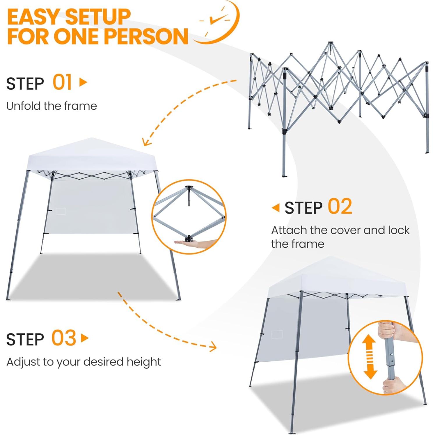 Carpa Plegable Pop Up Yaheetech 2.44x2.44m Blanca con Mochila