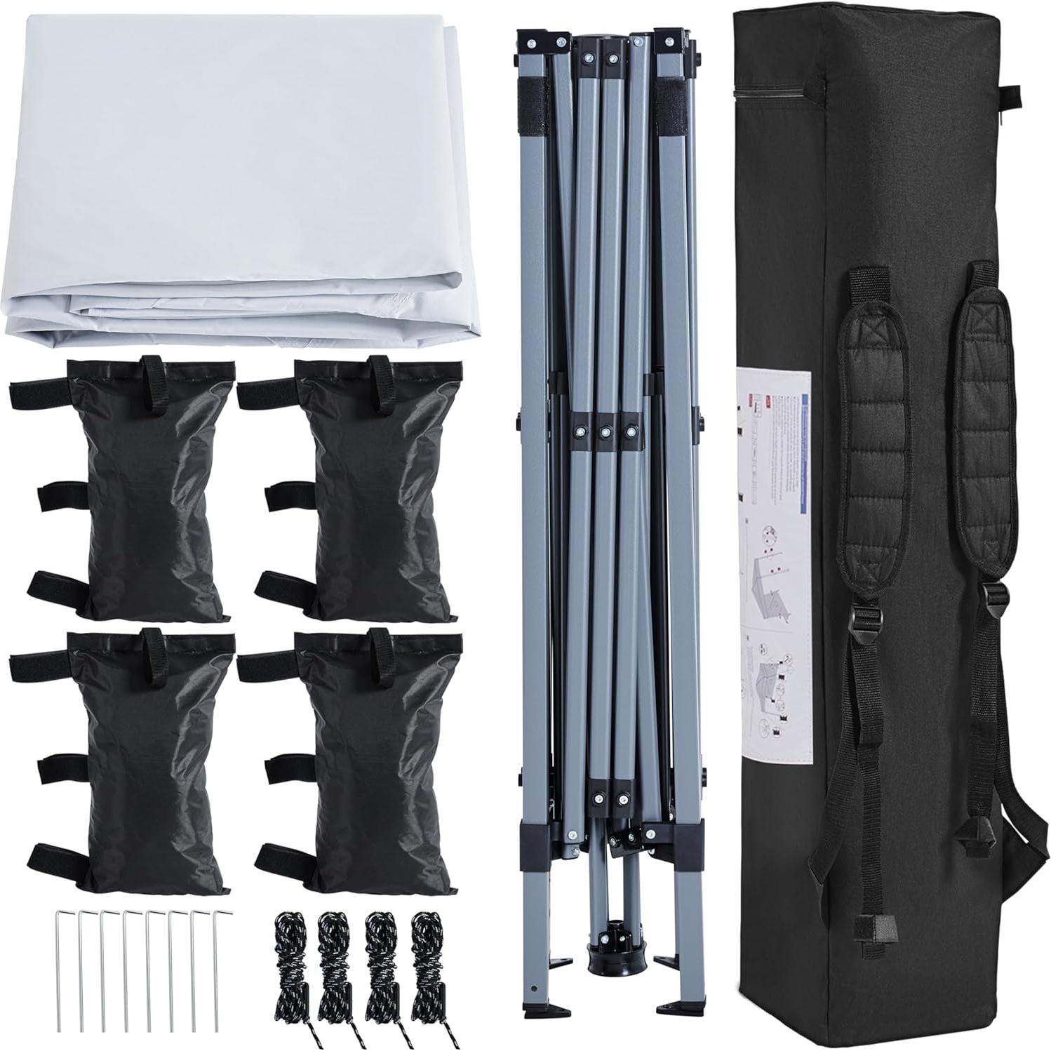 Carpa Plegable Pop Up Yaheetech 2.44x2.44m Blanca con Mochila