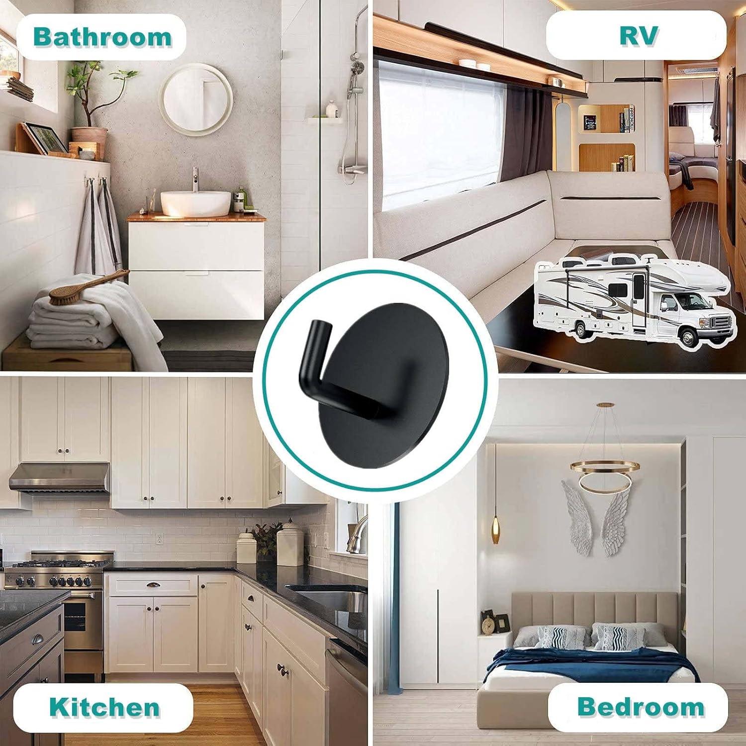 Ganchos Adhesivos de Acero Inoxidable 304 Negro 2 Pcs