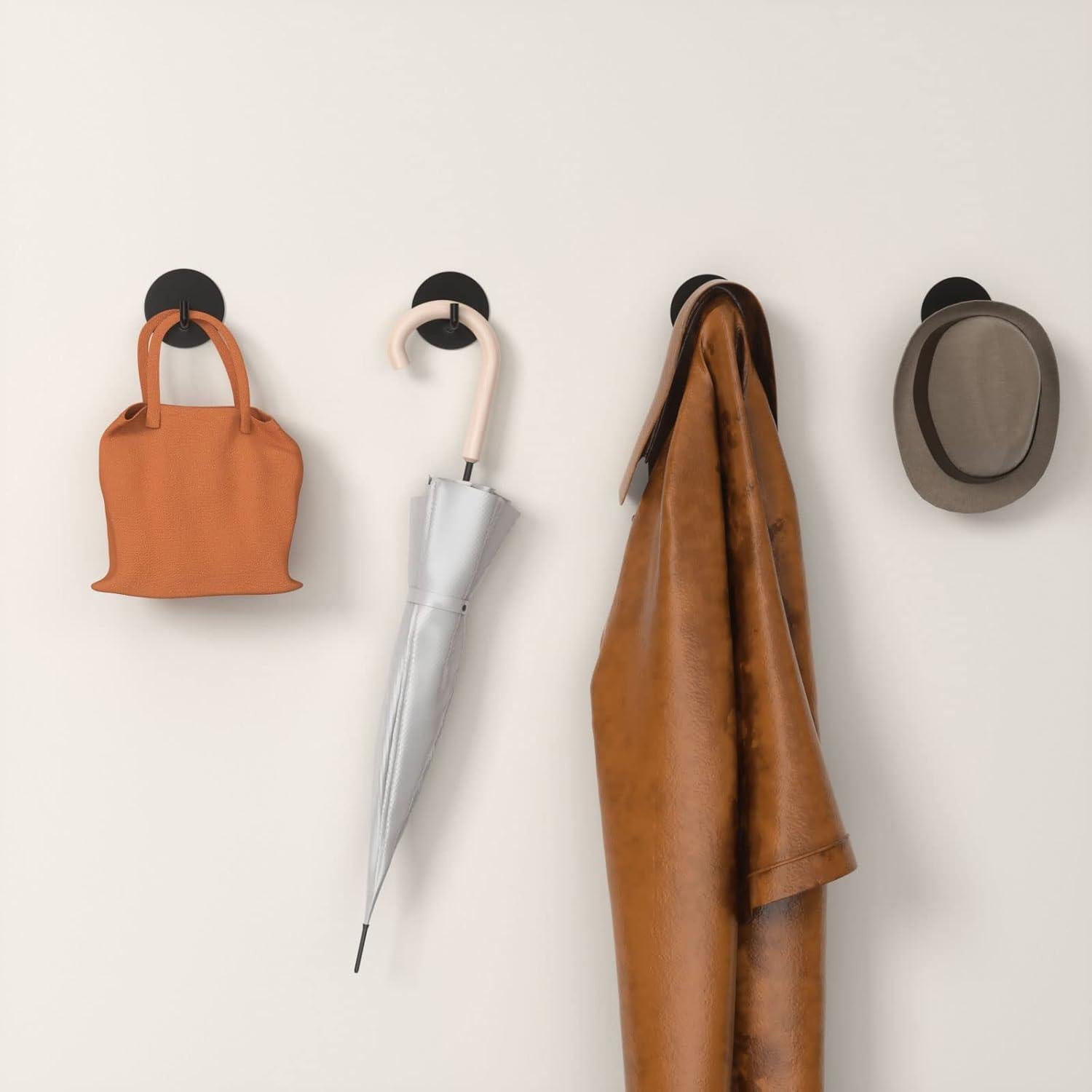 Ganchos Adhesivos de Acero Inoxidable 304 Negro 2 Pcs