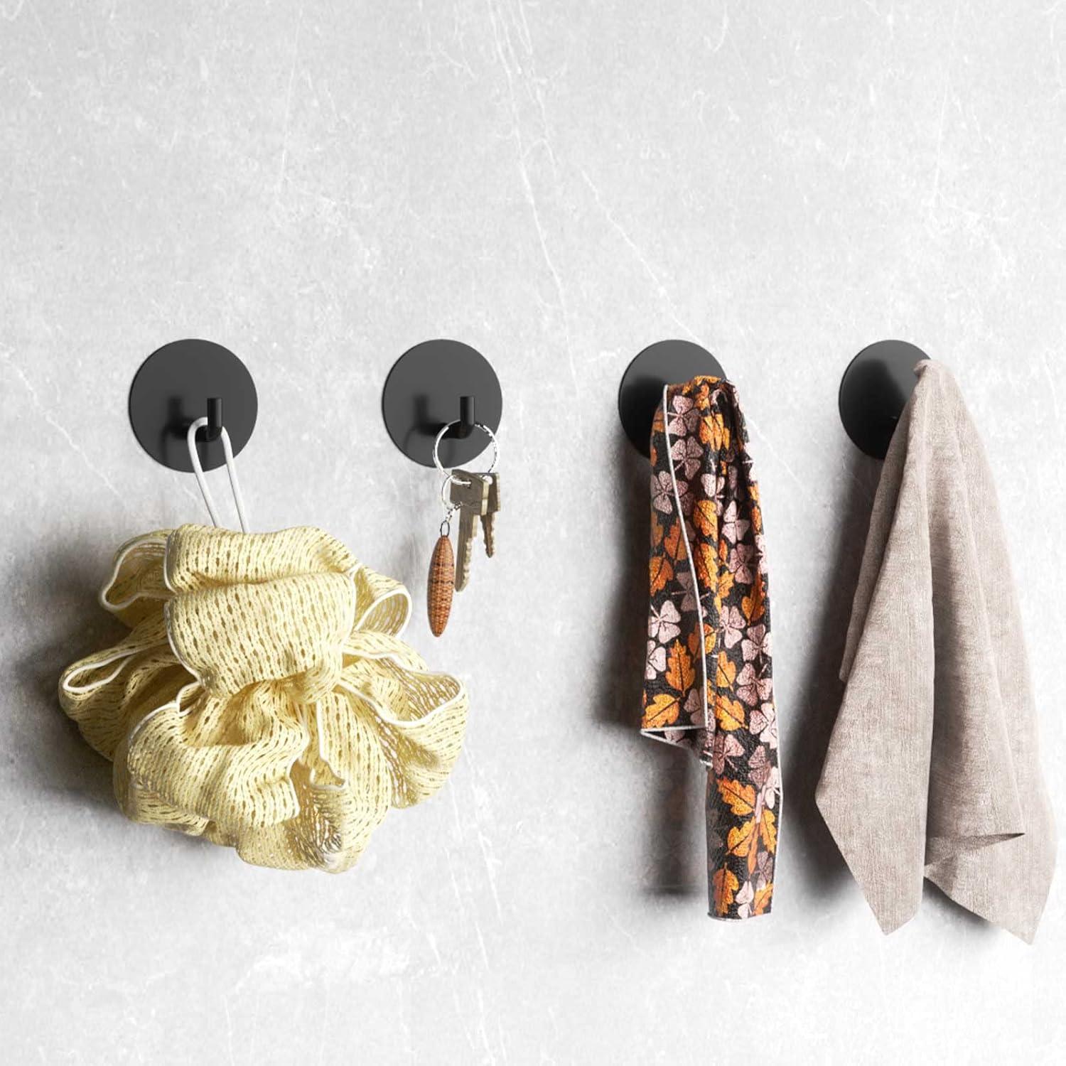 Ganchos Adhesivos de Acero Inoxidable 304 Negro 2 Pcs