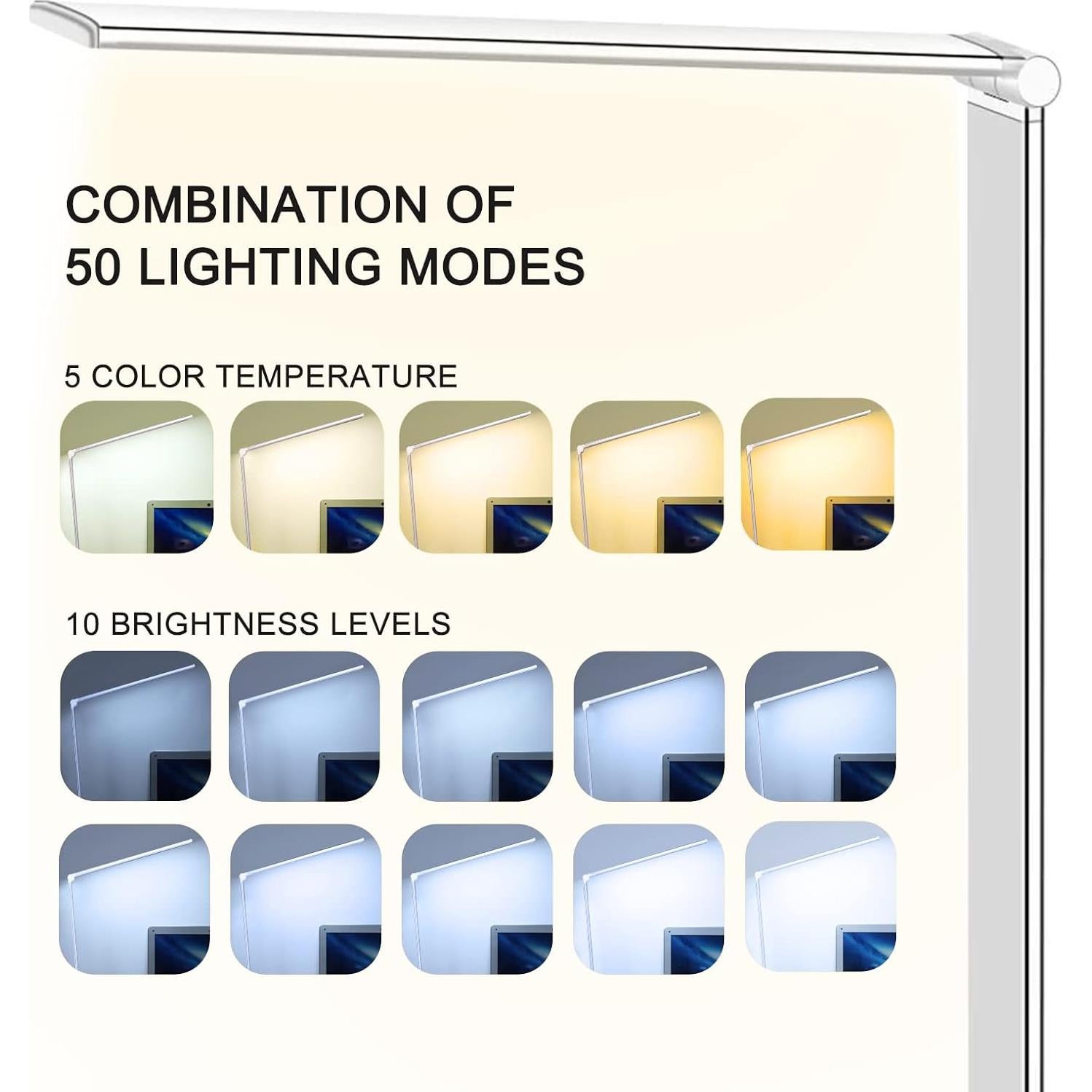Lámpara de Escritorio LED HMFUNTM con Carga USB y 50 Modos