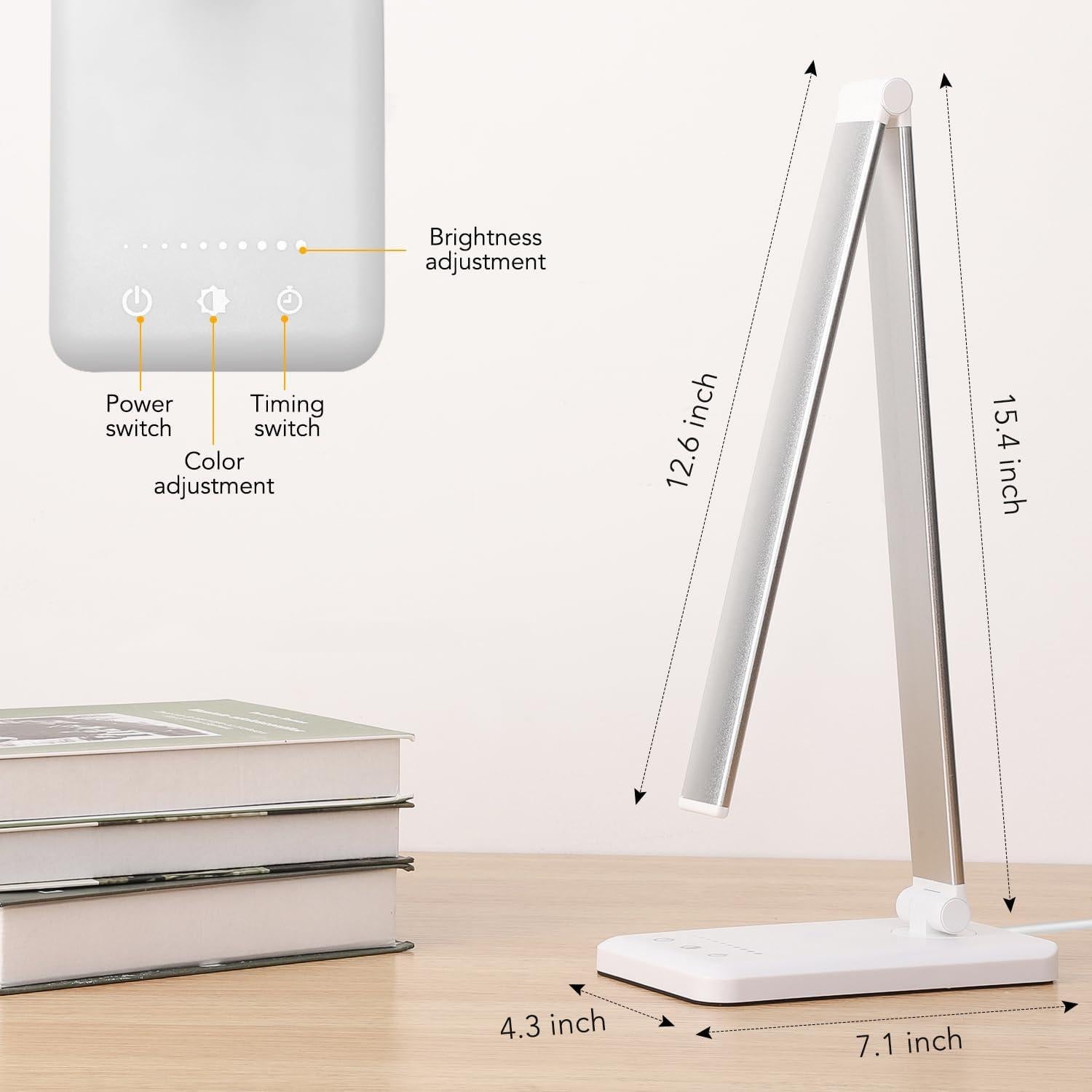 Lámpara de Escritorio LED HMFUNTM con Carga USB y 50 Modos