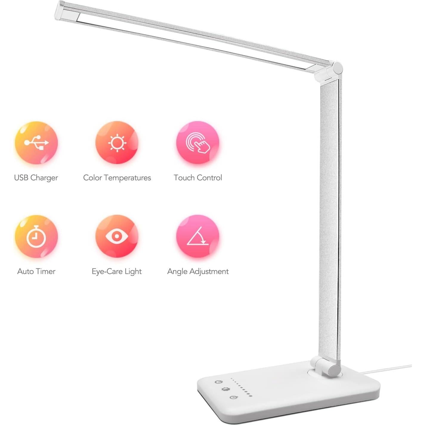 Lámpara de Escritorio LED HMFUNTM con Carga USB y 50 Modos