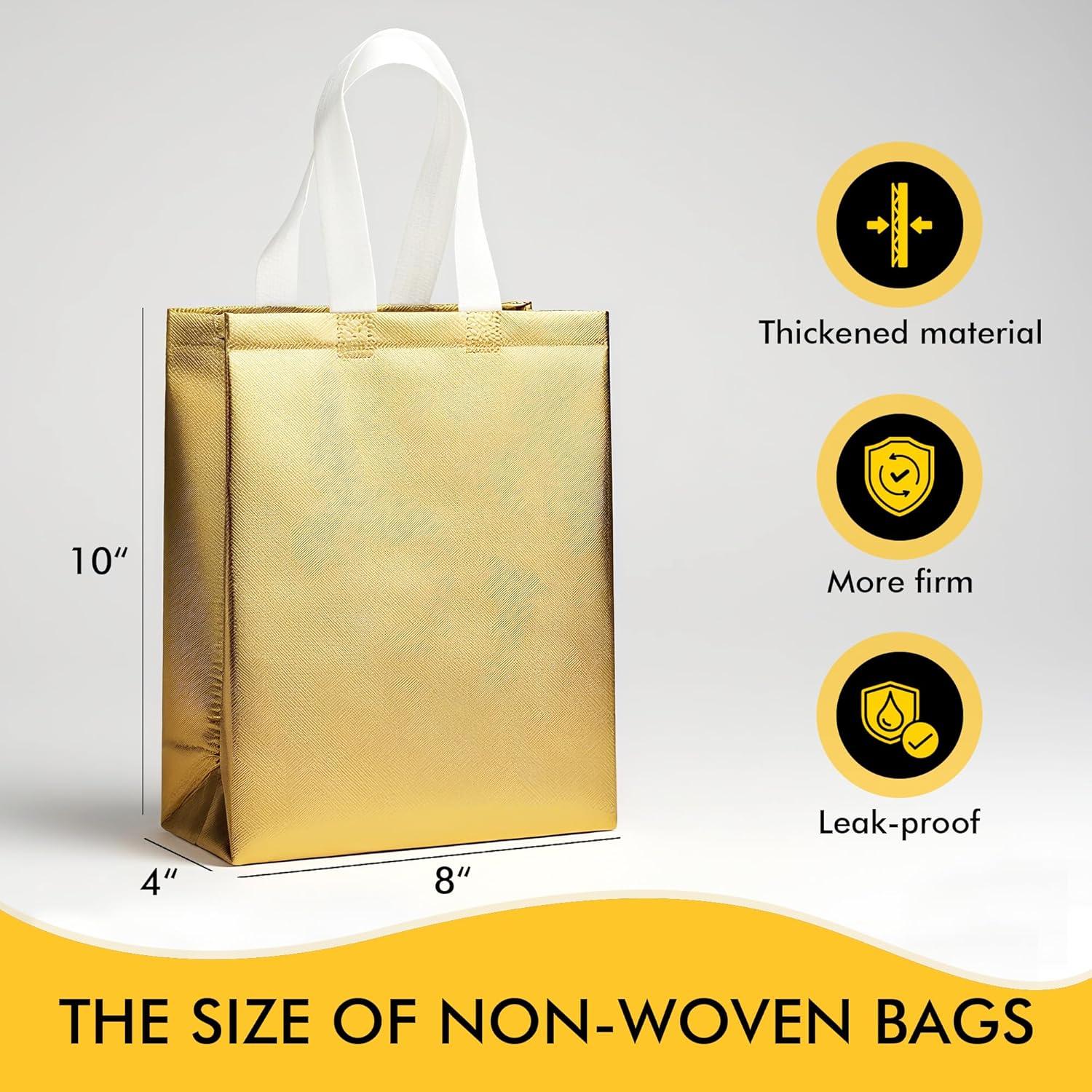 Bolsas de Regalo Reutilizables RACETOP Oro 100 Pcs 20x10x25 cm