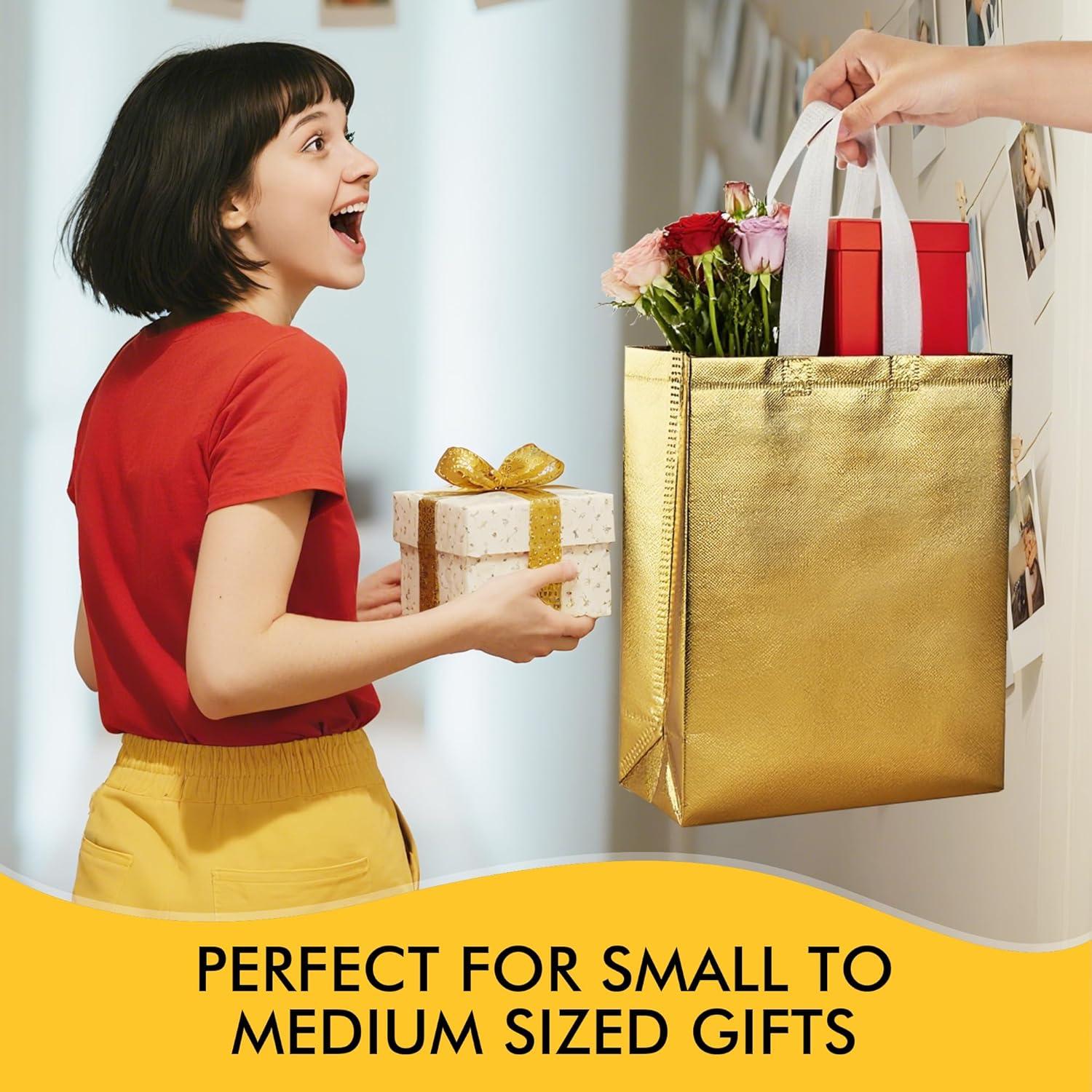 Bolsas de Regalo Reutilizables RACETOP Oro 100 Pcs 20x10x25 cm