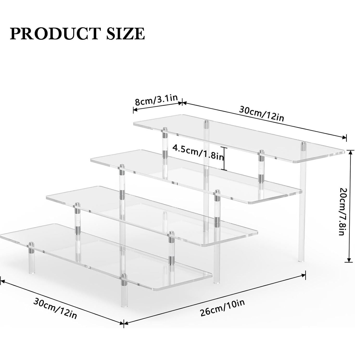 Soporte de exhibición acrílico CHONOVO 4 niveles 30x8 cm