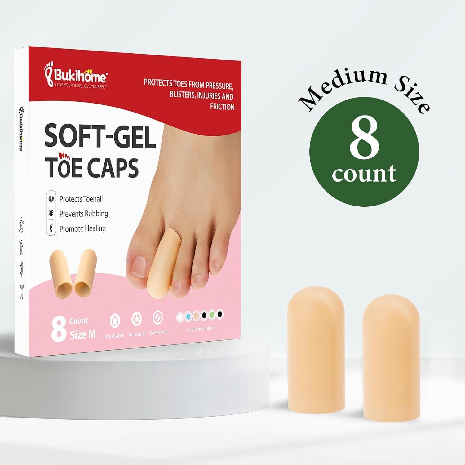 Protector de Dedos de Gel Bukihome - 8 Pcs Tamaño Mediano